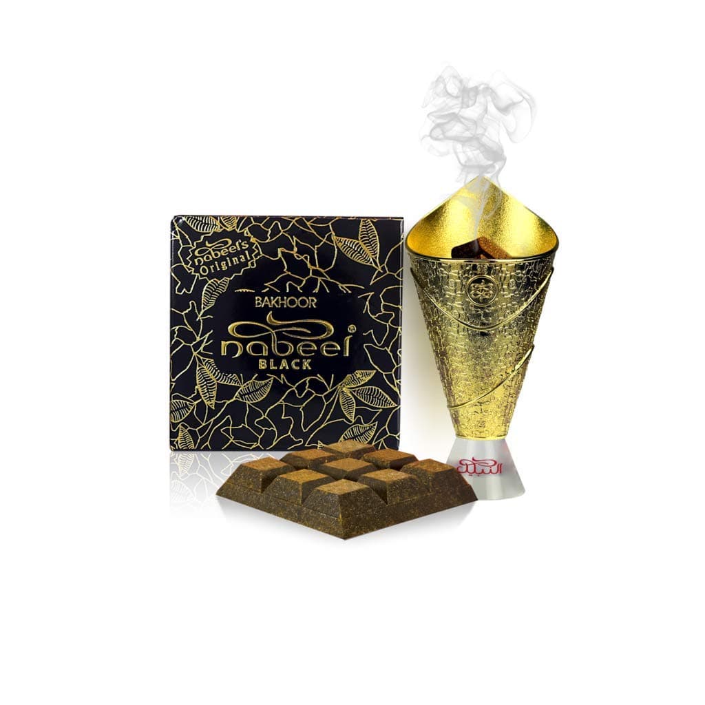 Nabeel Black Incense 40GMS | HERITAGE COLLECTION I Featuring Notes: Geranium, Ylang-Ylang, Lavender, Bergamot, and Basil | by Nabeel Perfumes