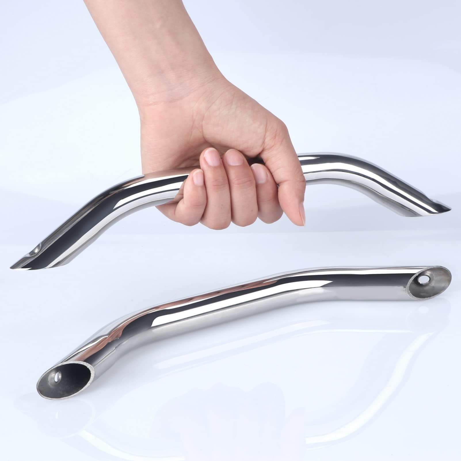 Boat Handrail Polished Stainless Steel Boat Grab Round Tube Handle 12" for Marine Yacht Truck Bench