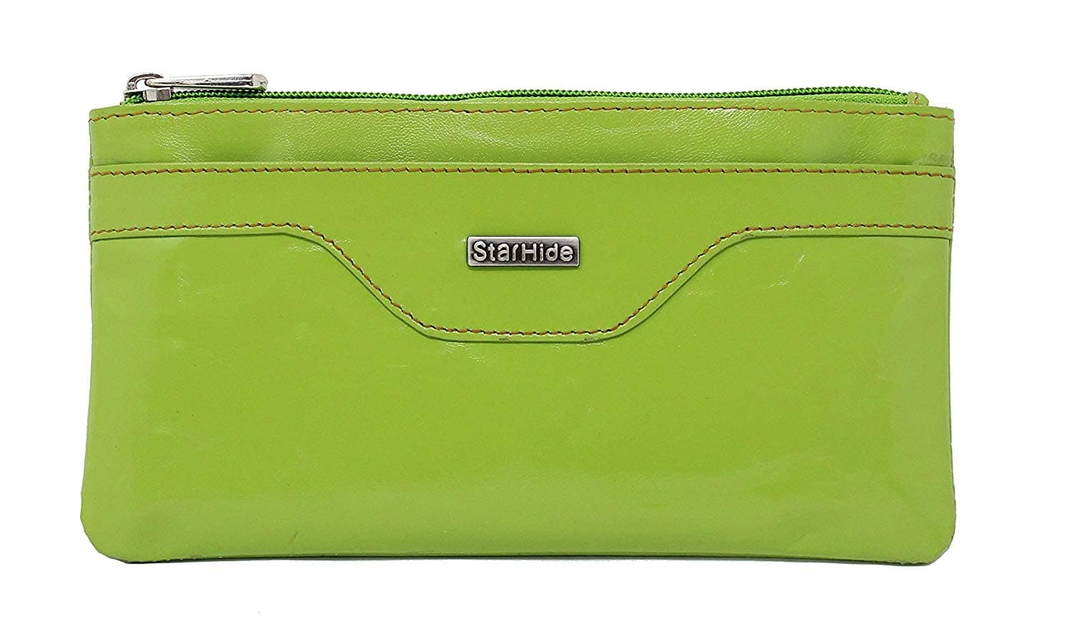 Girls Women RFID Blocking Slim Thin Money Pouch Genuine Leather Credit Card and ID Holder Zipper Wallet 640 (Green)