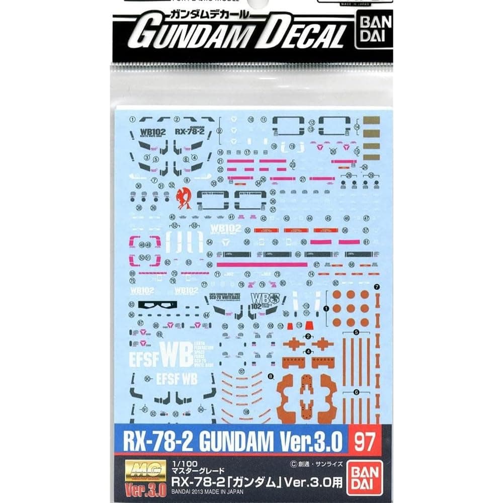 BANDAI SPIRITS Gundam Decal No. 97 MG 1/100 Scale Gundam Ver. 3.0 BAND575258