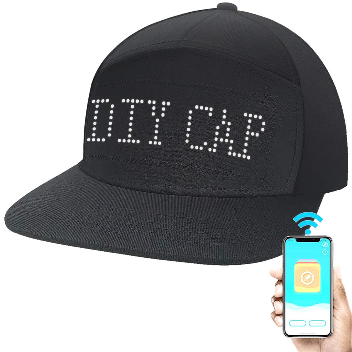 XUNPAS LED Hats for Men Baseball Halloween Birthday New Year's Christmas Party Supplies Hat Black … (Black Hat, White LED Lights)