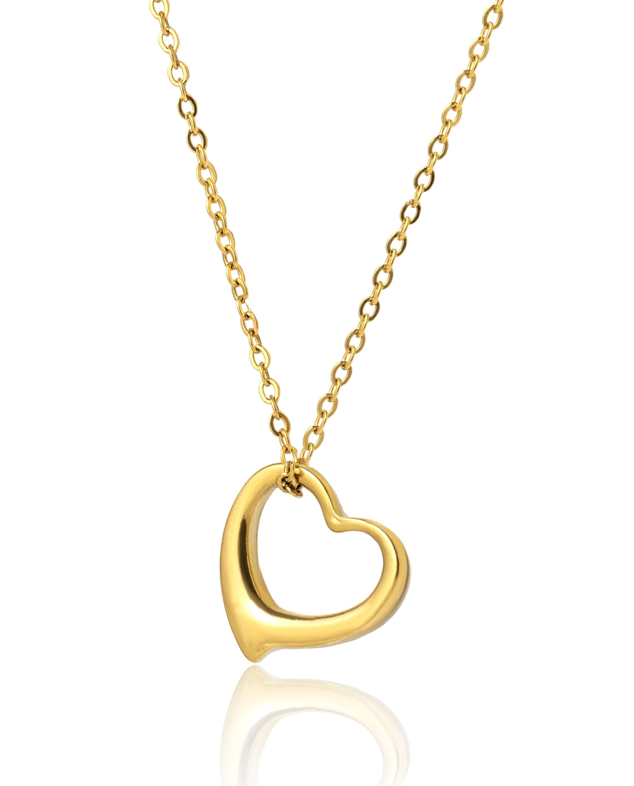 Altitude Boutique Open Heart Necklace for Women Floating Heart Necklace Hypoallergenic Simple Heart Necklace For Girls I Love You Necklace (Gold, Rose Gold, Silver)