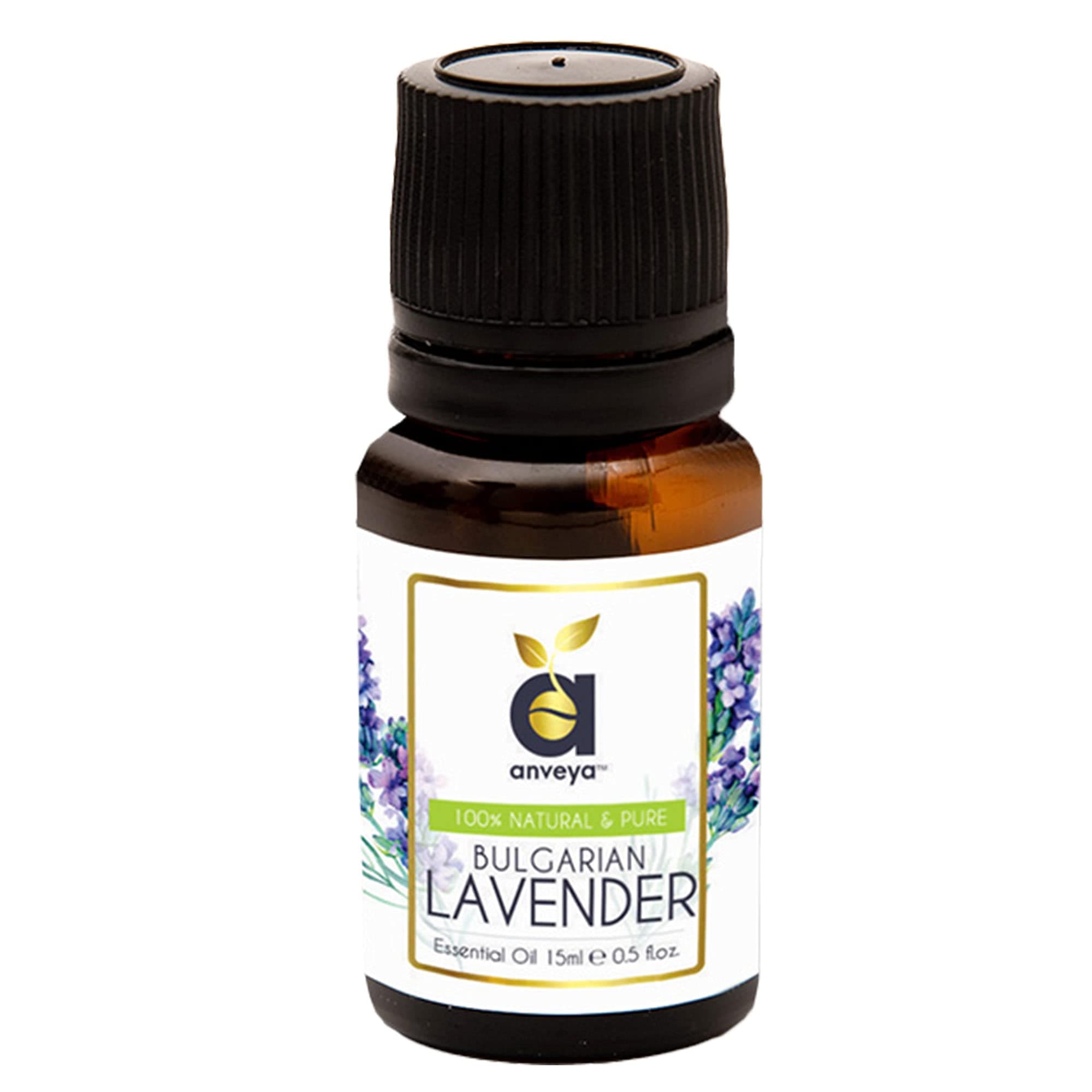 Anveya Bulgarian Lavender Essential Oil, 100% Natural, Pure & Undiluted, 15ml, Best For Hair, Skin, Face, Aromatherapy, Calm Sleep & Massage