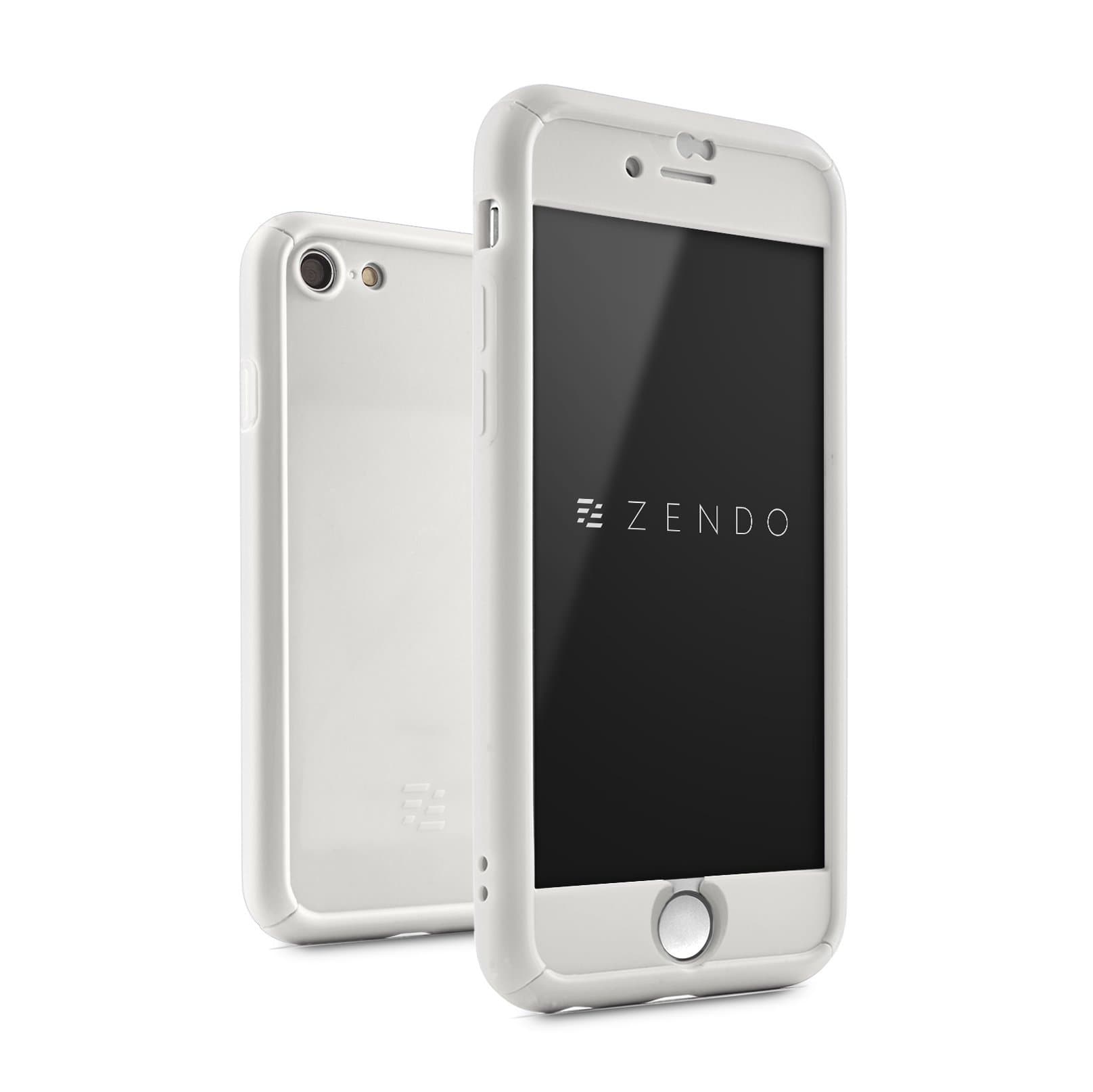 ZENDO iPhone 7 Shockproof Case + Asahi 9H Grade Tempered Glass (Patented 360 Full-cover Design) | NanoSkin FreeFall [WHITE]