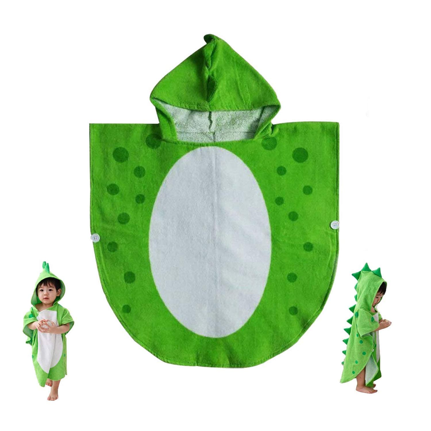 Children Bath Towel Baby Bathrobe Cotton Dinosaur Pattern Kids Robe Beach Swimming Hooded Poncho
