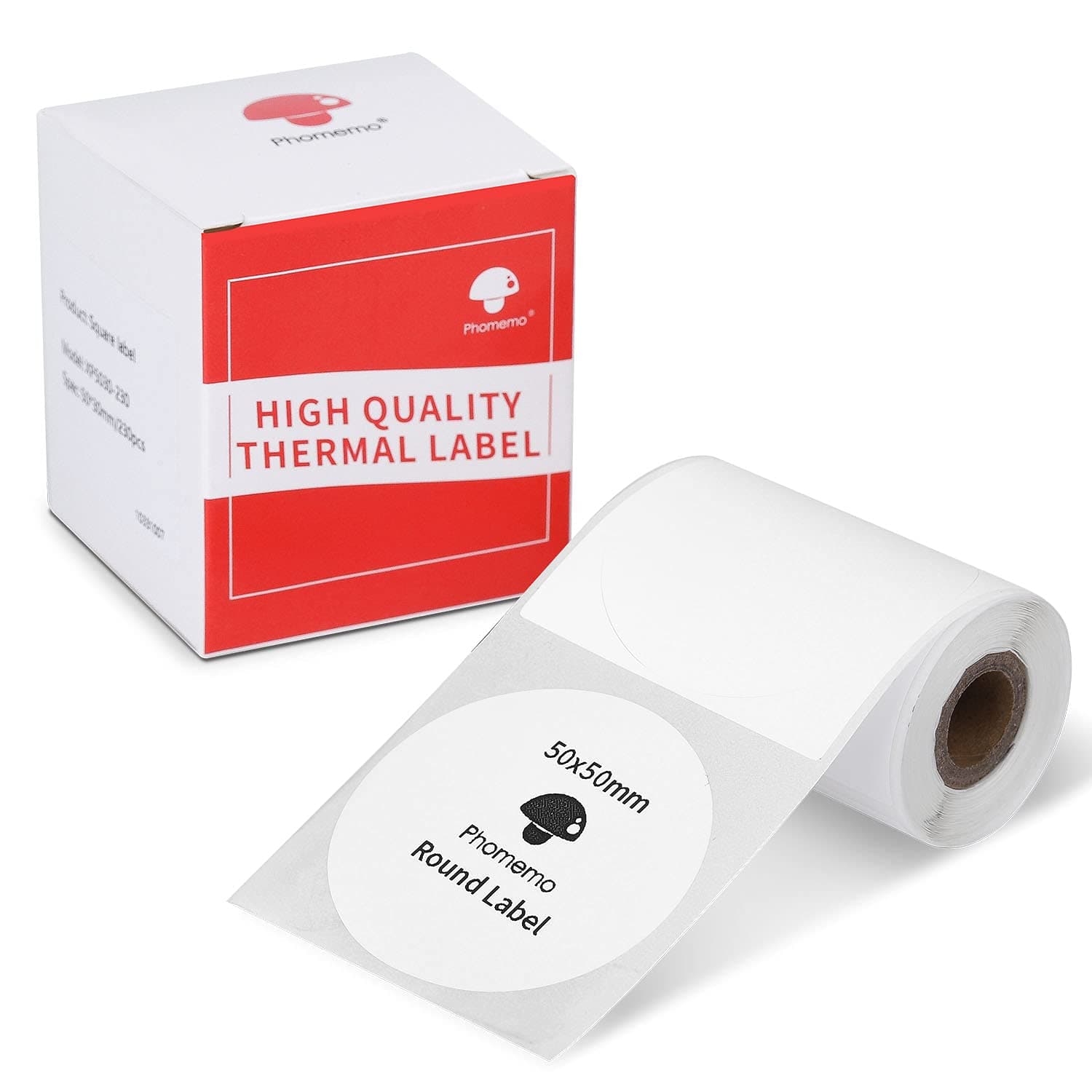 Logo Sticker 50x50mm Round Self-Adhesive Direct Thermal Labels Paper for Phomemo M110 M108 M220 M221 M421 M150 M100 M250 M260 Label Maker, Used for Logo Printing, Household Items Marking etc