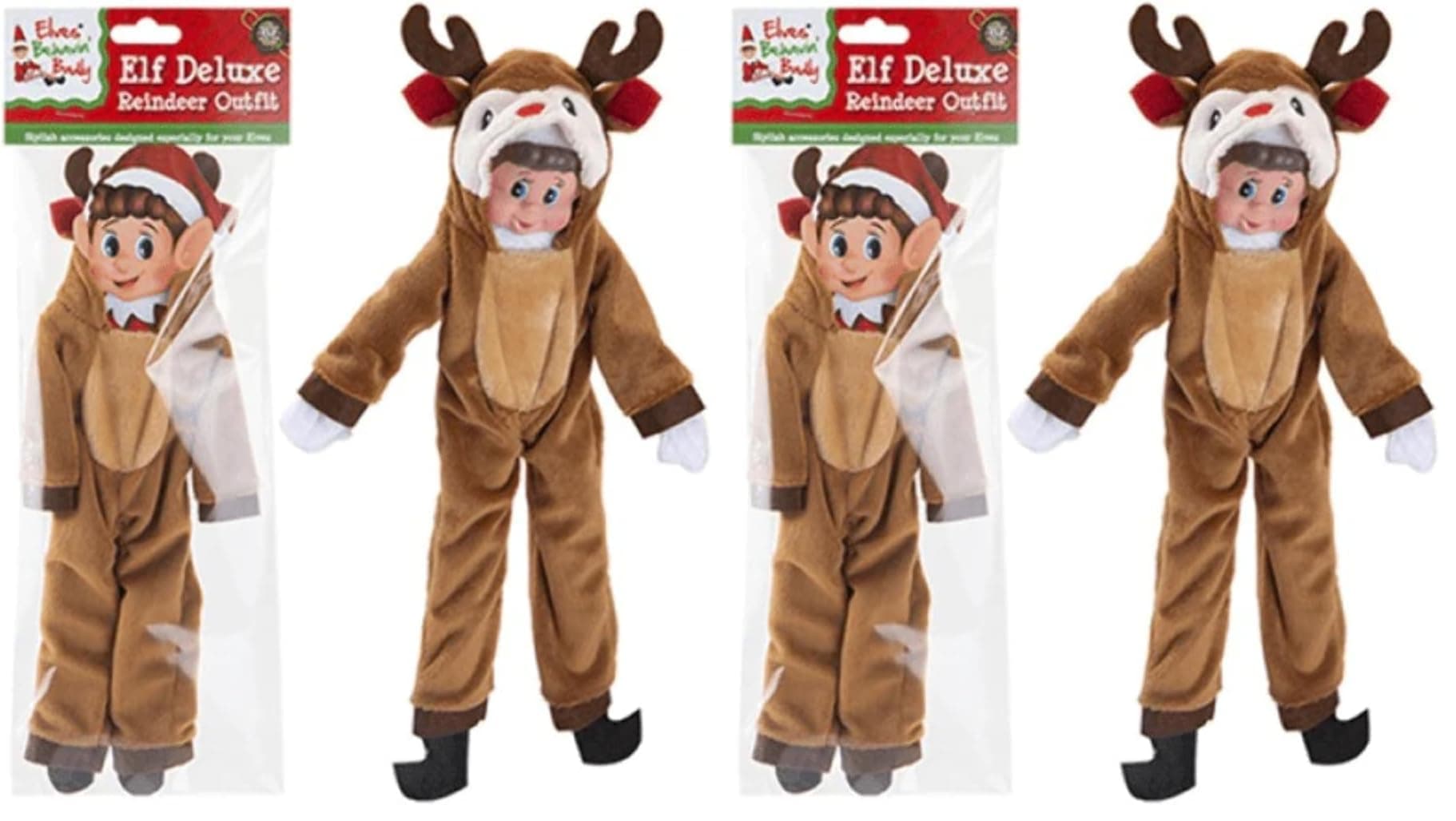 Elf Reindeer with Antlers Outfit | Pack of 1 | Brown |‎ 12 cm x 45 cm x 35 cm