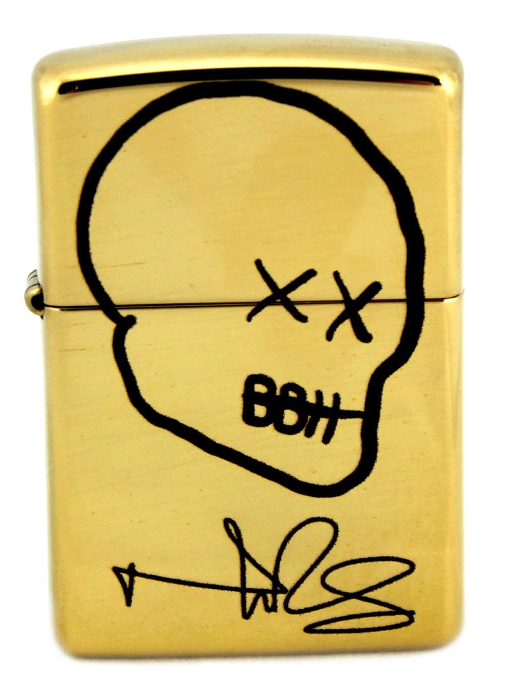 Norman Reedus Exclusive Zippo Lighter with Big Bald Head Logo - Brass with Black Logo
