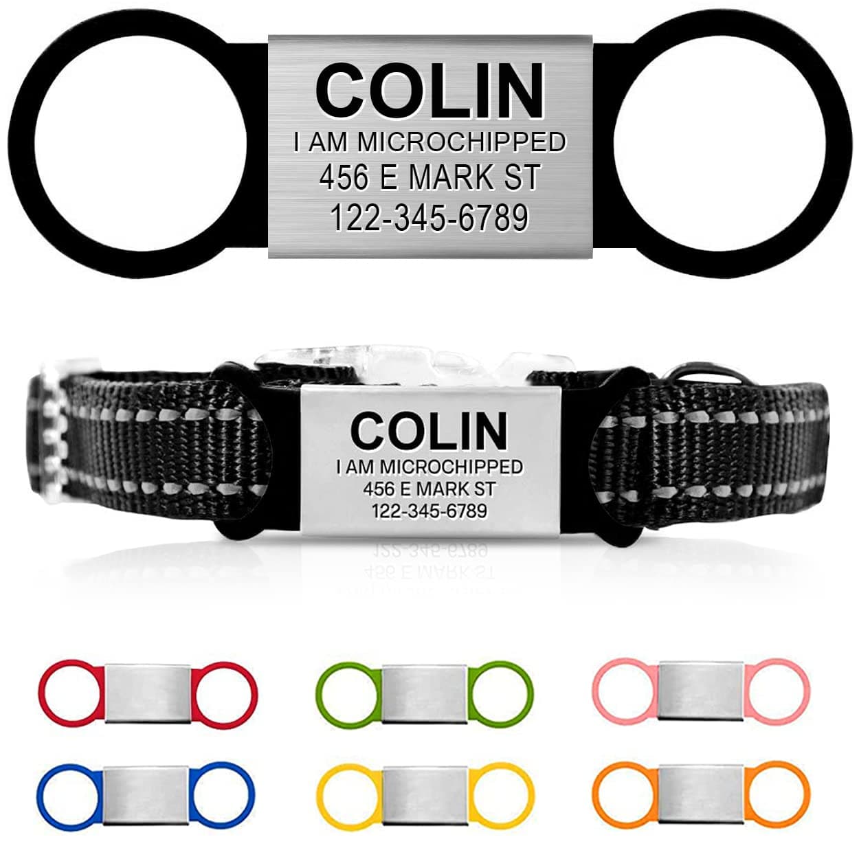 Personalized Engraved Dog & Cat ID Tags - Slide On, Silent, Custom Collar Tags for Small, Medium, Large Pets