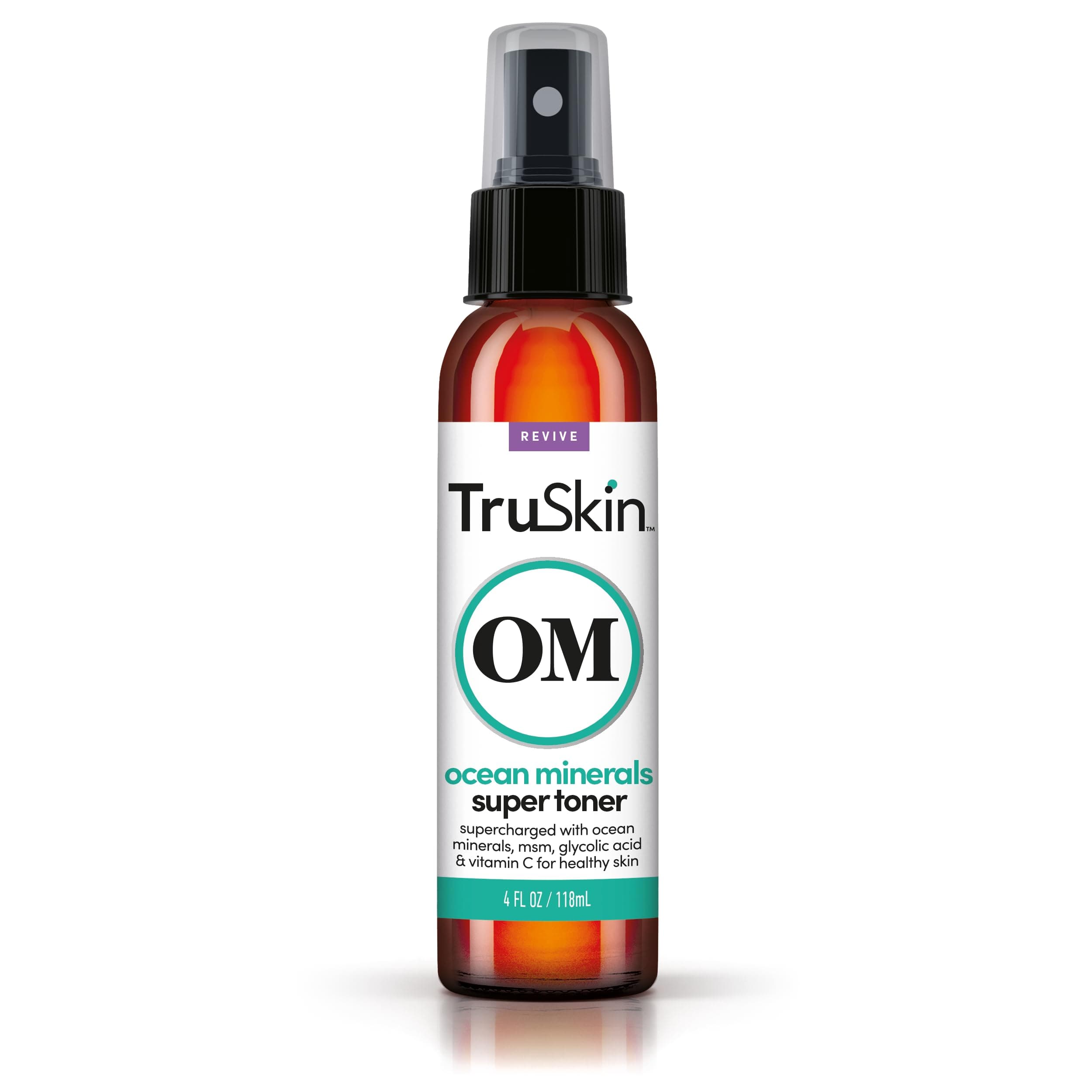 TruSkin Daily Facial Super Toner – for All Skin Types with Glycolic Acid, Vitamin C, Ocean Minerals and Organic Anti Aging Ingredients, 4 fl oz