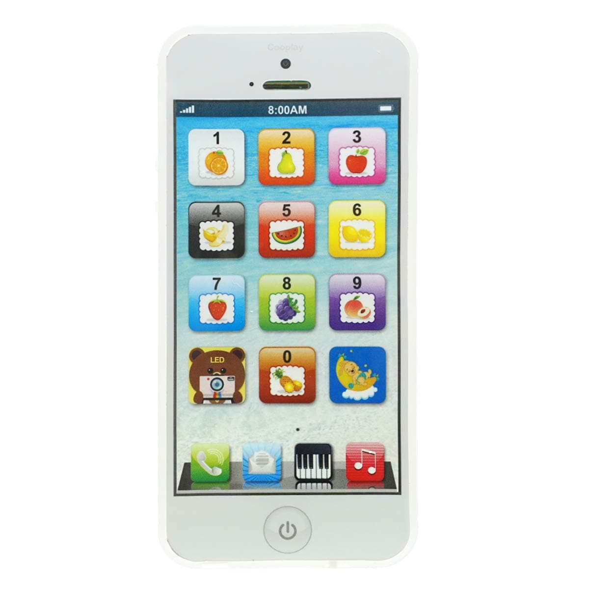 Phone Toy Play Mobile Cell Phone Music Learning for Child Toddle Baby Kid (White)