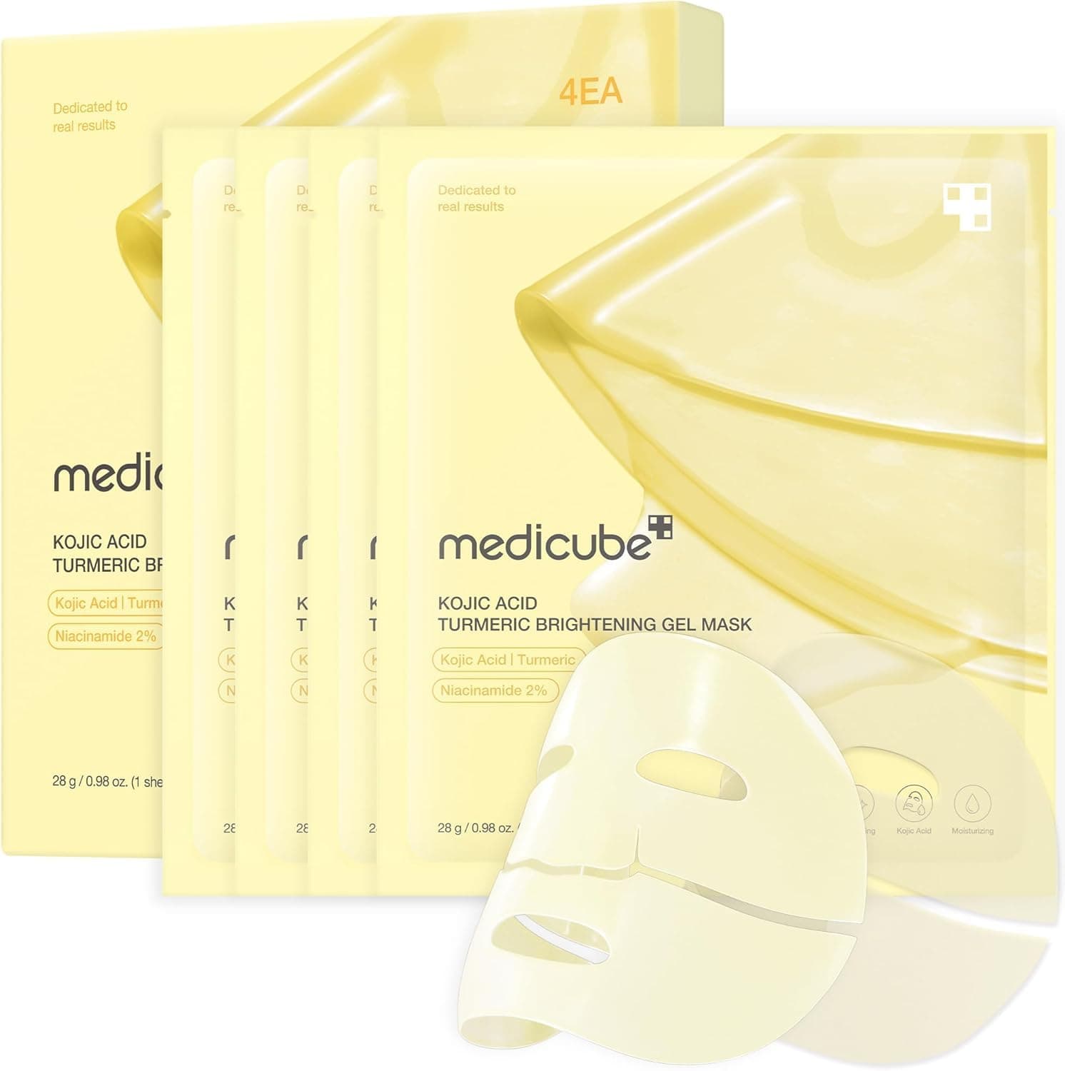 Medicube Kojic Acid Turmeric Gel Mask, 4 Pack, Jelly Mask Pack, Night Care, Turmeric, Firmness, Elasticity, Radiant Skin, Long-lasting Moisturizing, Plump Skin