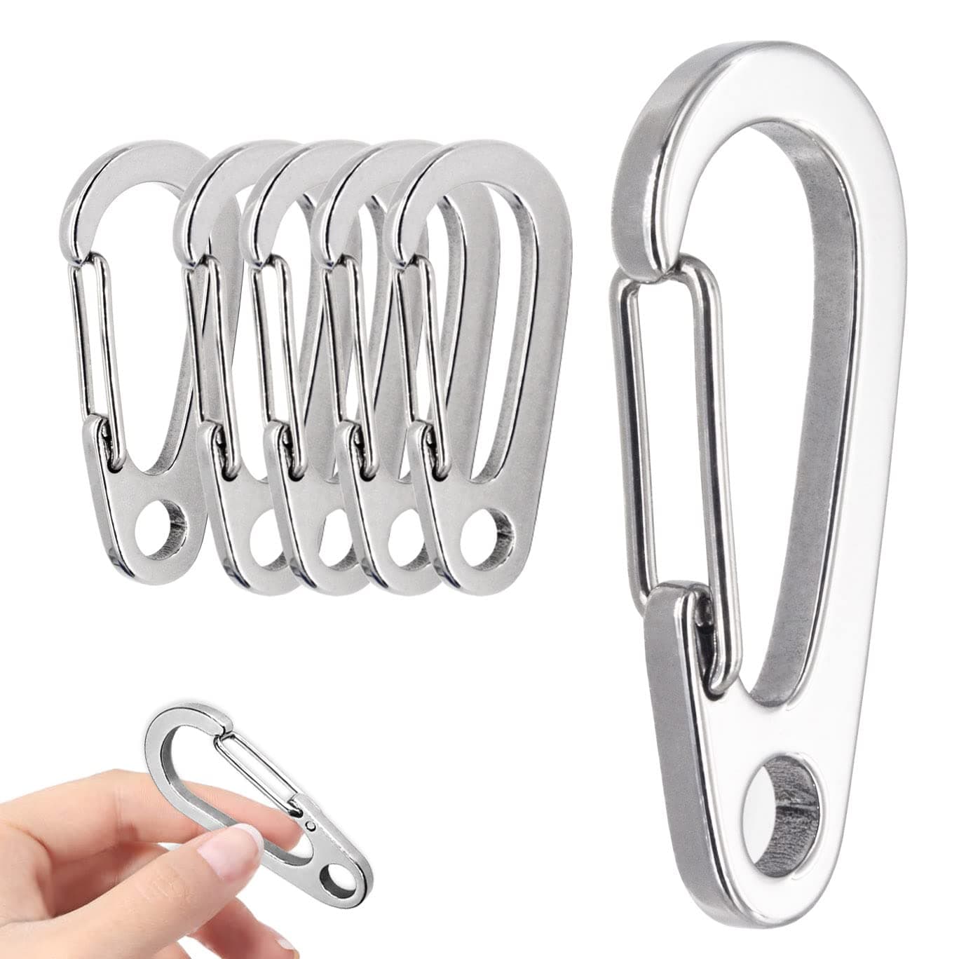 5 PCS 2.17 Inch Stainless Steel Carabiner Clip Spring-Snap Hook,EDC Heavy Duty Mini Custom Quick Release Hook for Outdoor Key Chain Swing Set Camping Fishing Hiking Traveling Hammock (2.17 Inch)