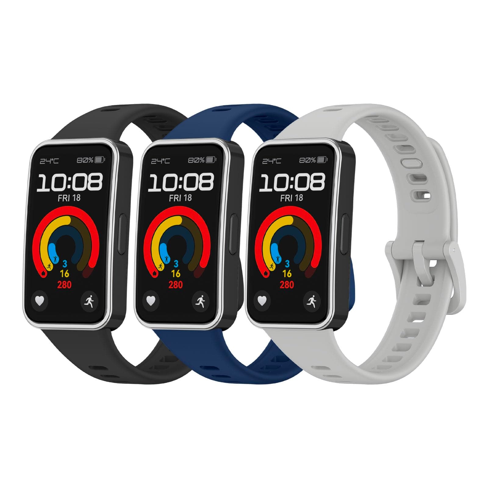 [3 Packs ] Silicone Band for Huawei Band 10/9/8 Strap，Waterproof Breathable Adjustable Straps for HUAWEI Band 10& HUAWEI Band 9 & Band 8 Band