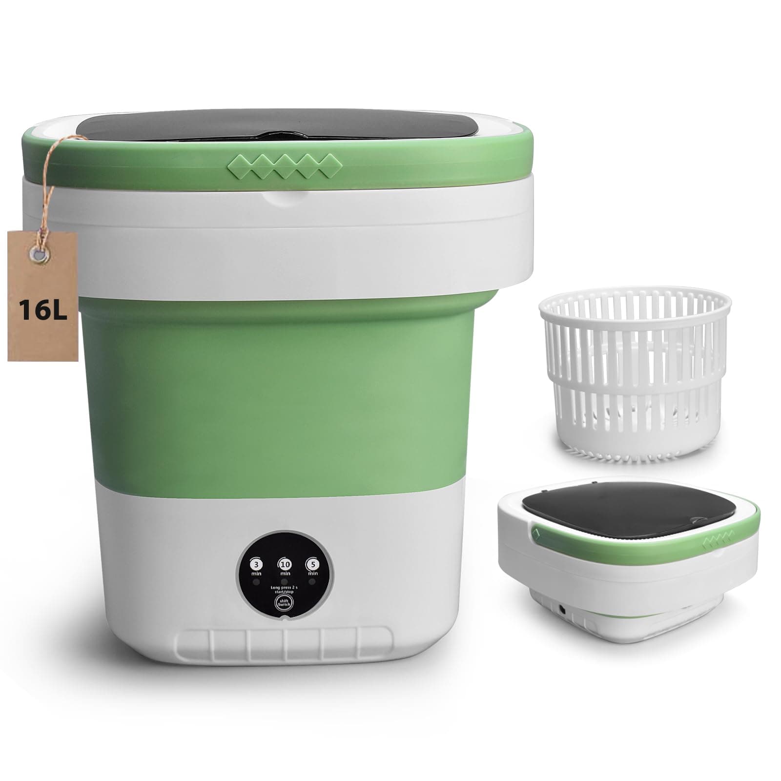 Portable Washing Machine,16L Upgraded Mini Washer and Spin Dryer with Deep Cleaning of Underwear, Baby Clothes and Small Clothes, Foldable Small Washer for Apartments, Dorm, RV, Travel, Laundry