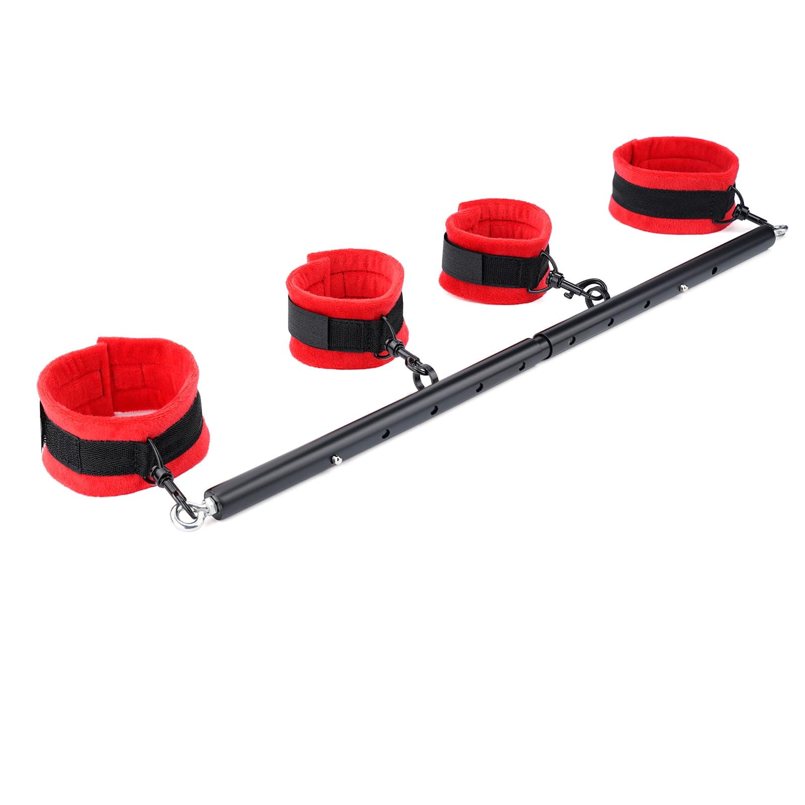 Spreader Bar Heavy Duty Stainless Steel Expandable Black Bar with 4pcs Furry Purple Adjustable Strap,Sports Aid Training Fitness, Home Restore Pilates Indoor Yoga Set