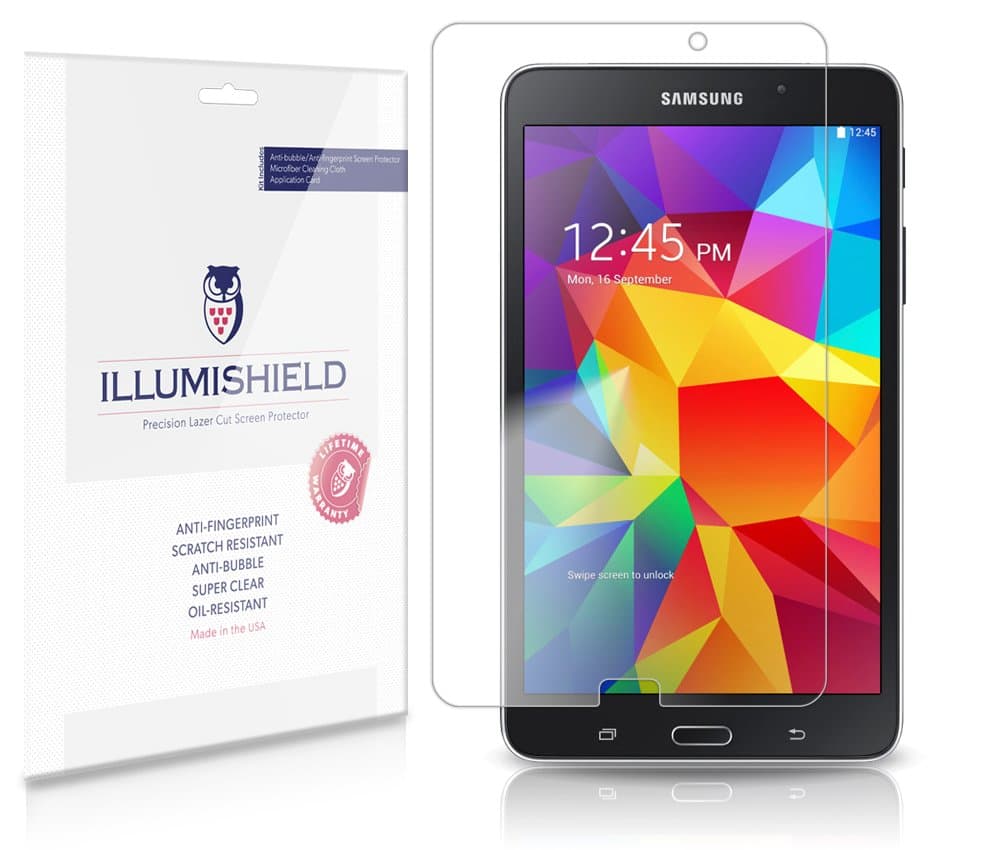 ILLUMISHIELD Screen Protector Compatible with Samsung Galaxy Tab 4 8.0 (2-Pack) Clear HD Shield Anti-Bubble and Anti-Fingerprint PET Film