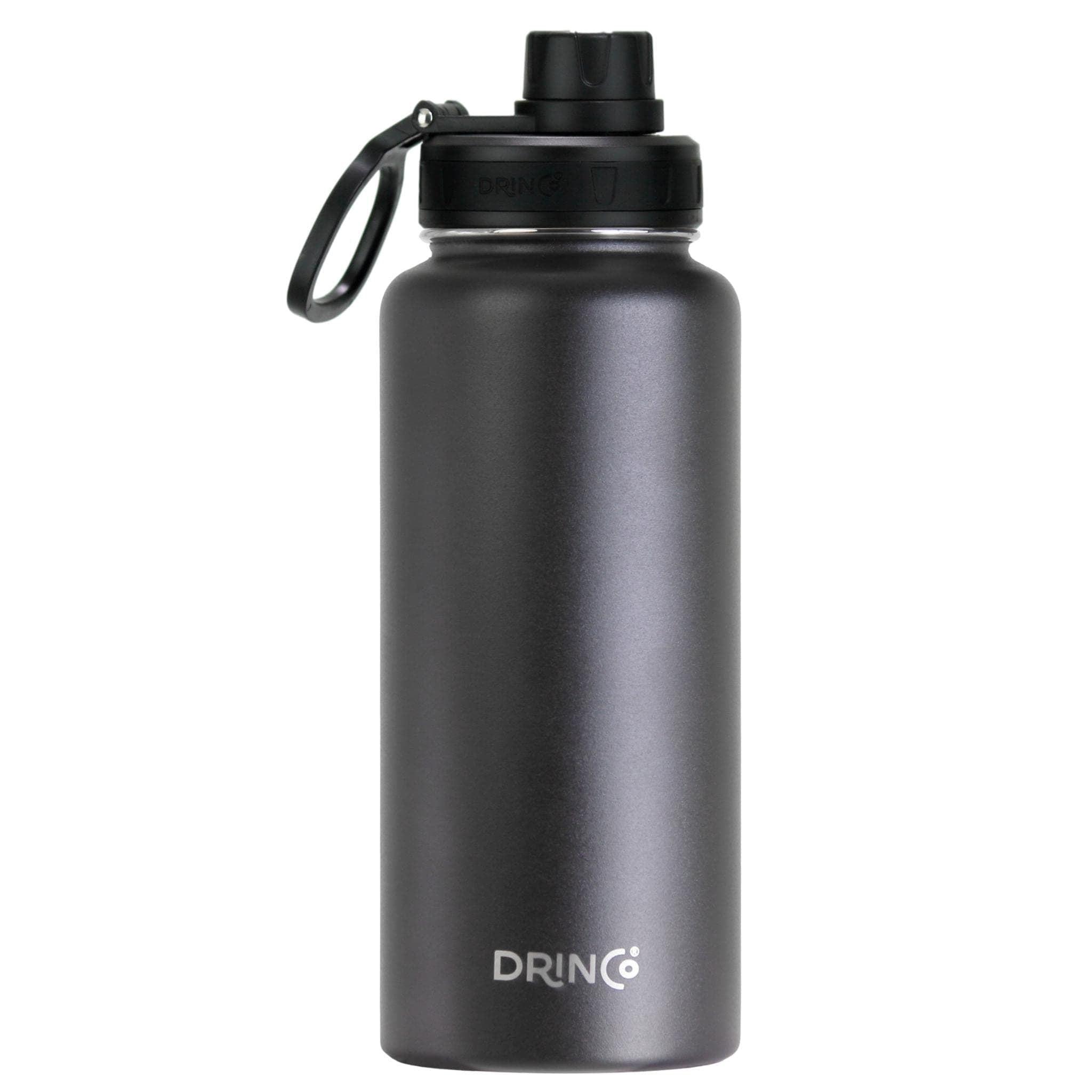 Stainless Steel Water Bottle Spout Lid Vacuum Insulated Double Wall Water Bottle Wide Mouth (40oz 32oz 22oz 18oz 14oz) Leak Proof Keep Cold Sport Camping Hiking (32 oz, 32oz Black)