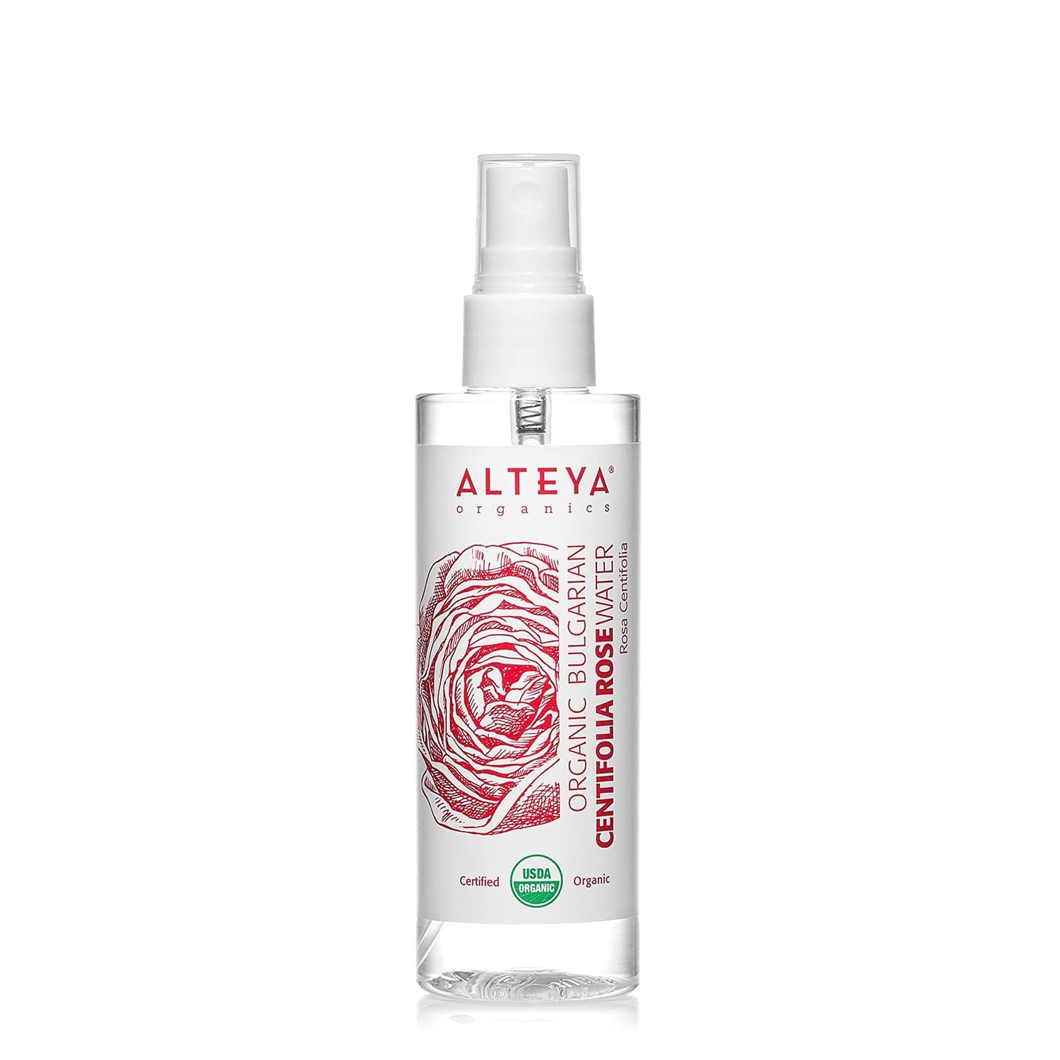 Organic Centifolia Rose Water Spray 100ml - 100% USDA Certified Organic Authentic Pure Natural Rosa Centifolia Flower Water Steam-Distilled and Sold Directly by The Rose Grower Alteya Organics