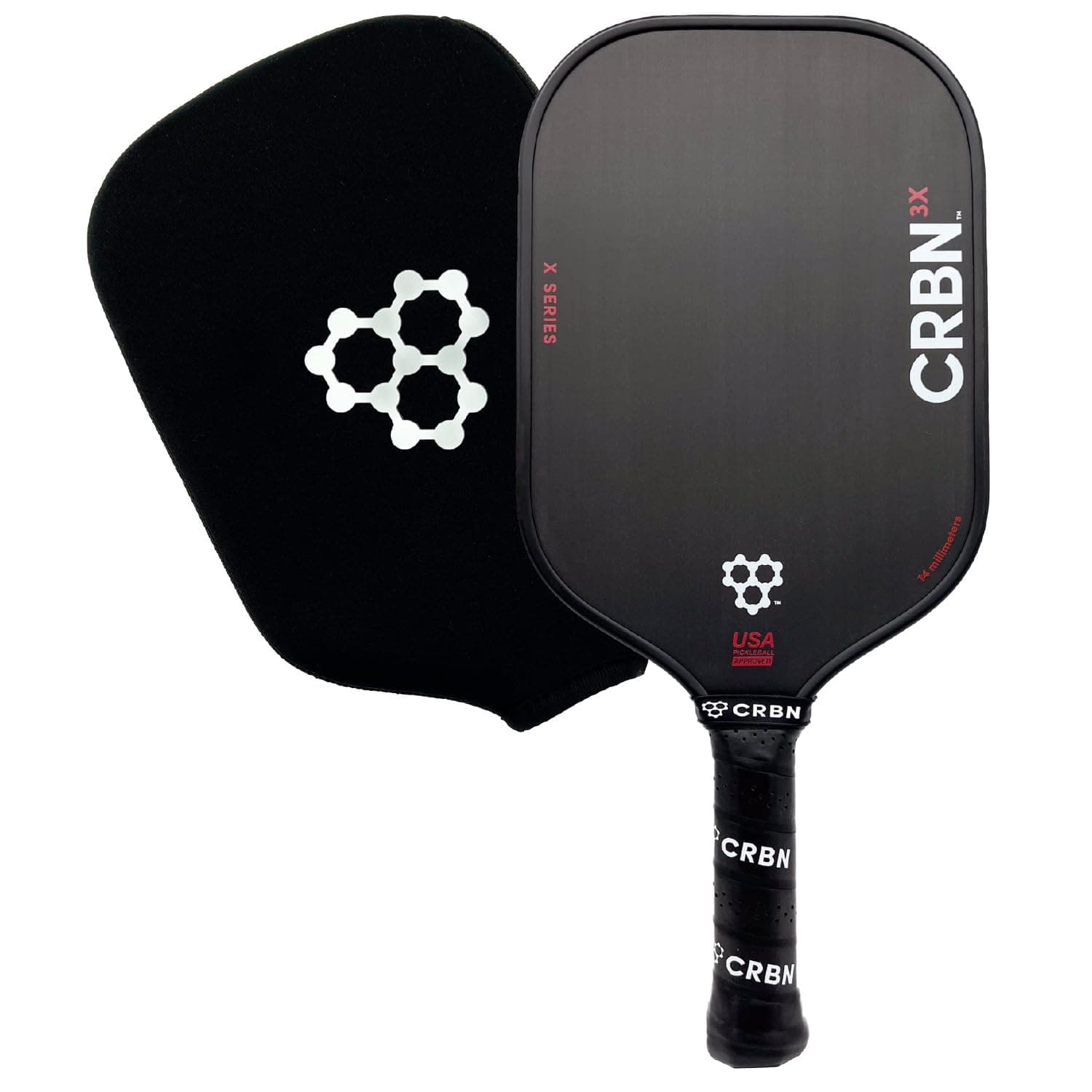 CRBN Pickleball - X Series Power Paddle - Carbon Fiber Pickleball Paddle with Foam Injected Edges for Expanded Sweet Spot