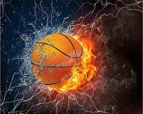 Girooms 5D Diamond Painting Full Drill Exploding Basketball Diamond Painting by Number Kits for Wall Decoration