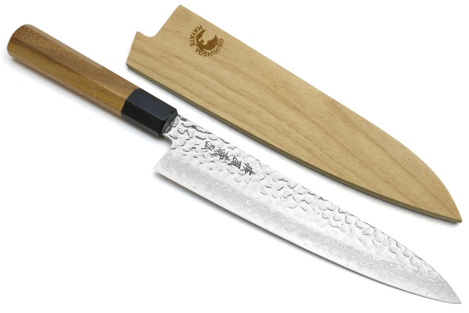 Yoshihiro VG-10 46 Layers Hammered Damascus Gyuto Japanese Chefs Knife (Octagonal Ambrosia Handle) (8.25'' (210mm))