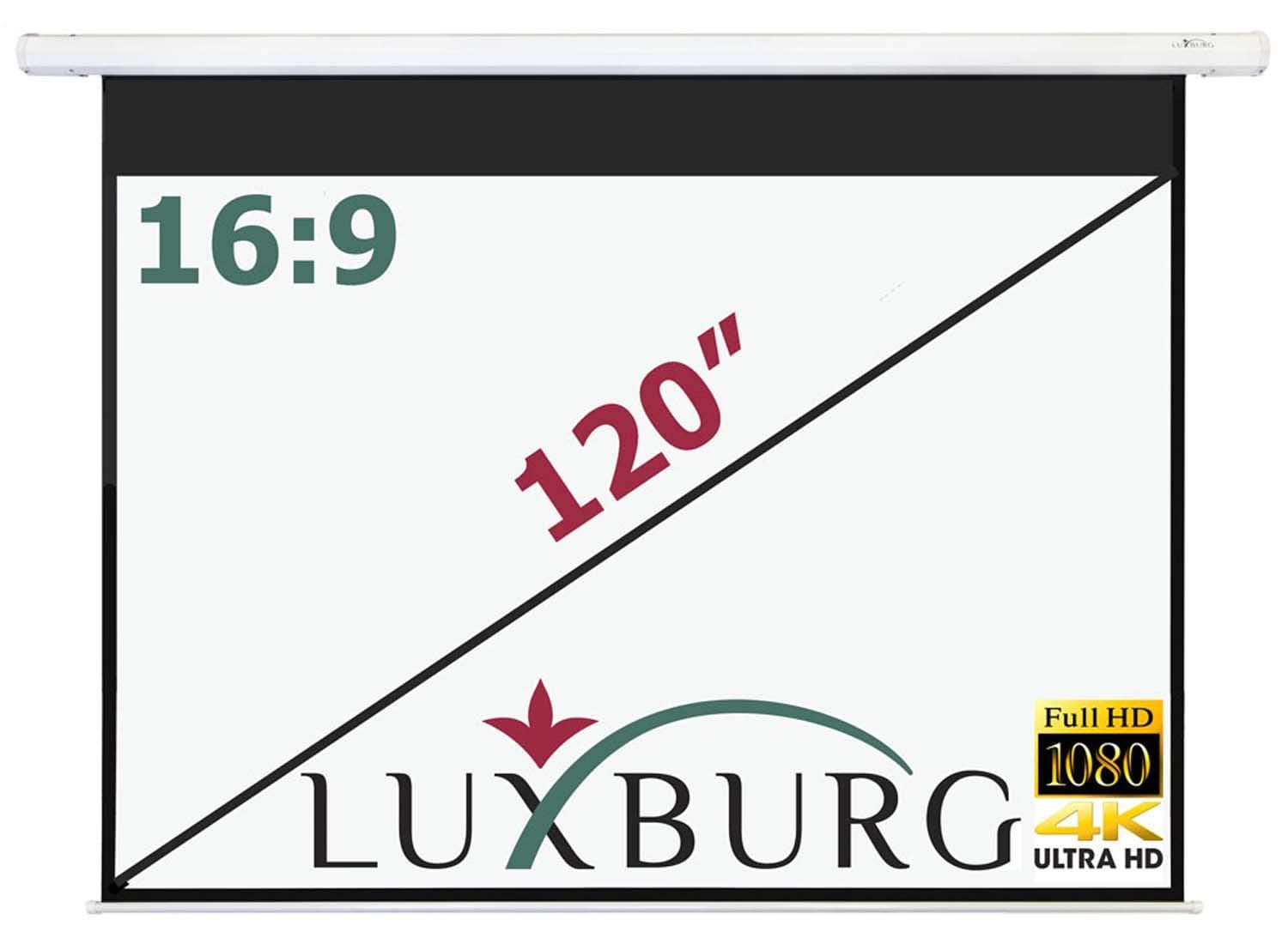 LUXBURG 120" 265x149cm 16:9 Full HD 3D Manual Pull Down Projector Projection Screen - Fiber Glass Fabric (105"x59") Wall or Ceiling mountable