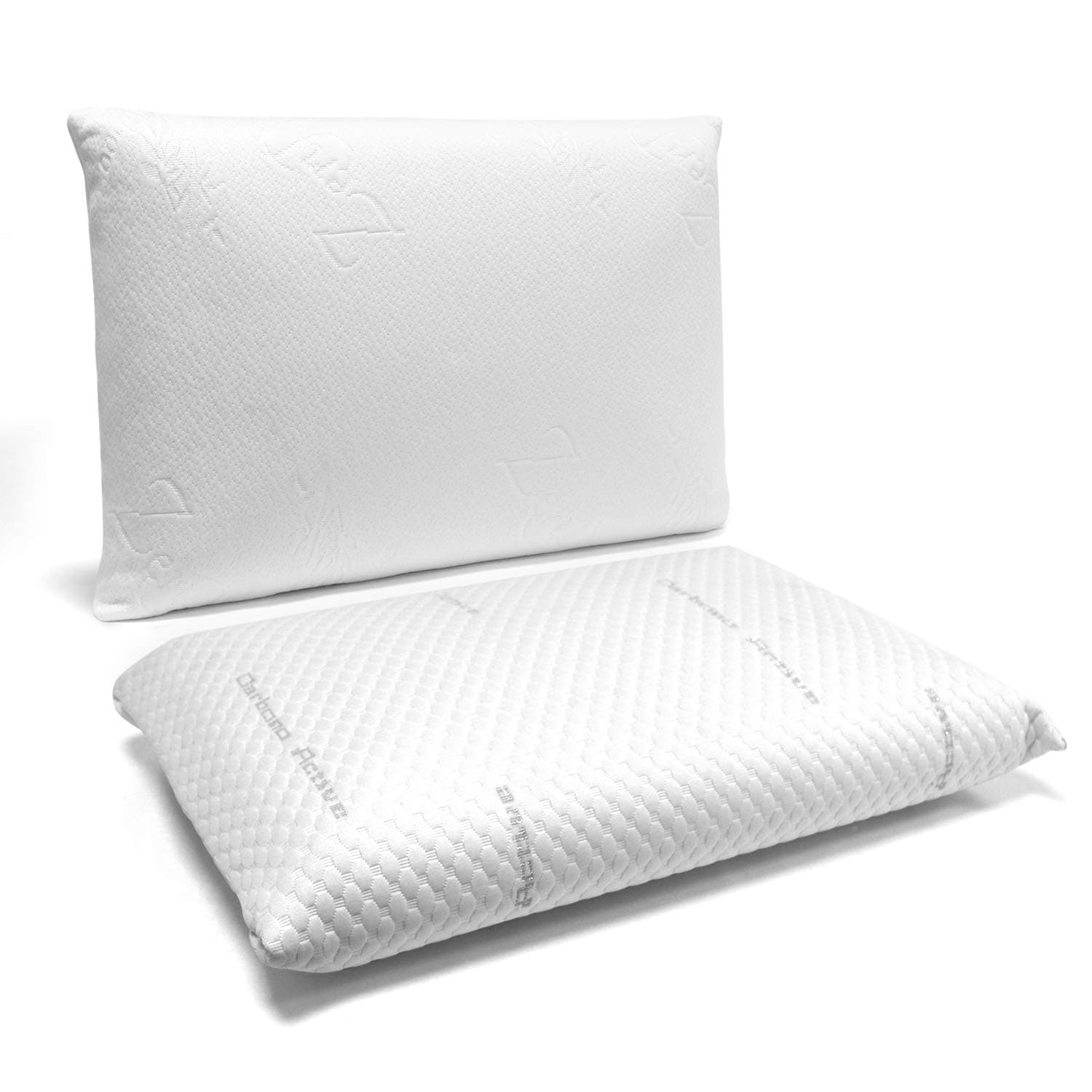 Zenpur Pillows 2 Pack (1 Organic Bamboo Fibre Memory Foam Pillow 100% Visco-Elastic Enriched with Soybean Oil + 1 Premium Neck Anti-Sweat Memory Foam Pillow 100% Visco-Elastic Memory Foam with Activated Carbon) 60 x 40 cm