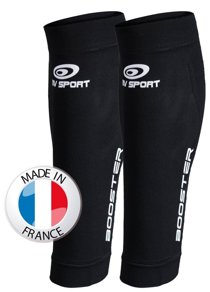 BV Sport Booster One Shin Compression Sleeves, Black, Size M