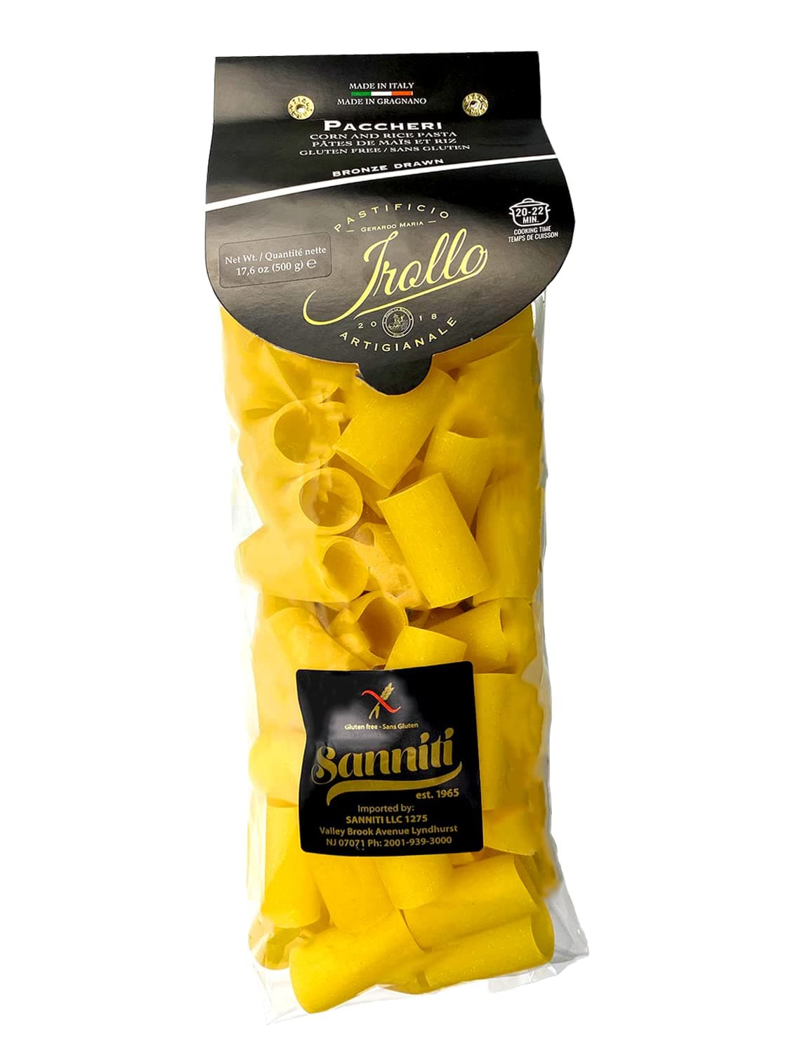 Artisanal Gluten Free Pasta di Gragnano Imported From Italy, 17.6 oz (Paccheri)