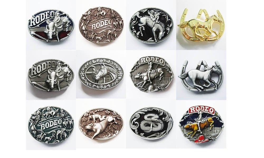 12 Pcs Shown As Picture Snake Western Horse And Saddle Western Rodeo Race Rodeo Race Horse Horseshoe Gold Horse Cowboy Rodeo Rodeo Cowboy Man Western Cowboy Rodeo Belt Buckle