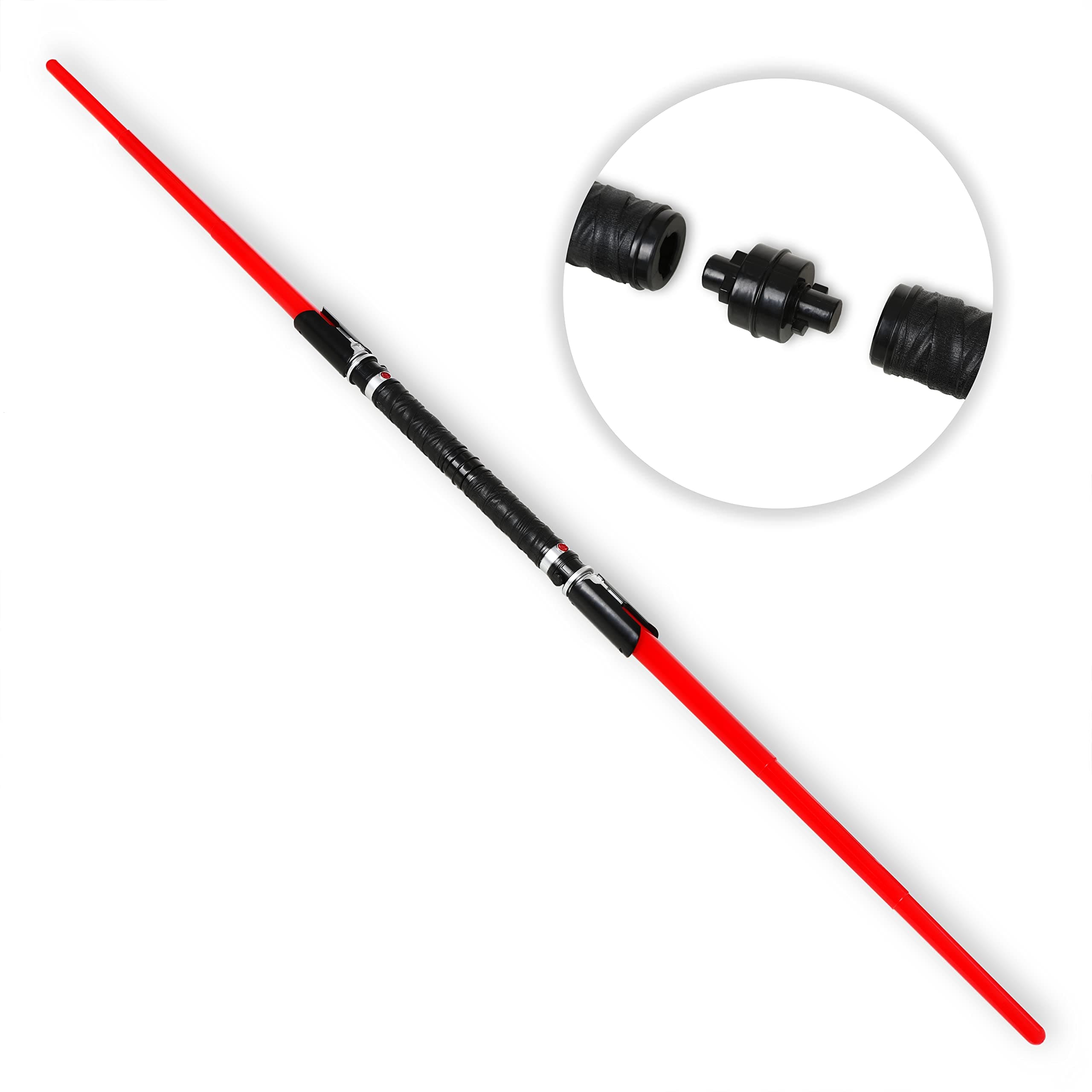 MewduMewdu 2-in-1 Light up Saber with Electronic Lights and Sound Effect for Kids and Adults, Double-Bladed Red LED Retractable Force FX Saber Sword as Party, Holiday, Birthday Gift(2 Pack)