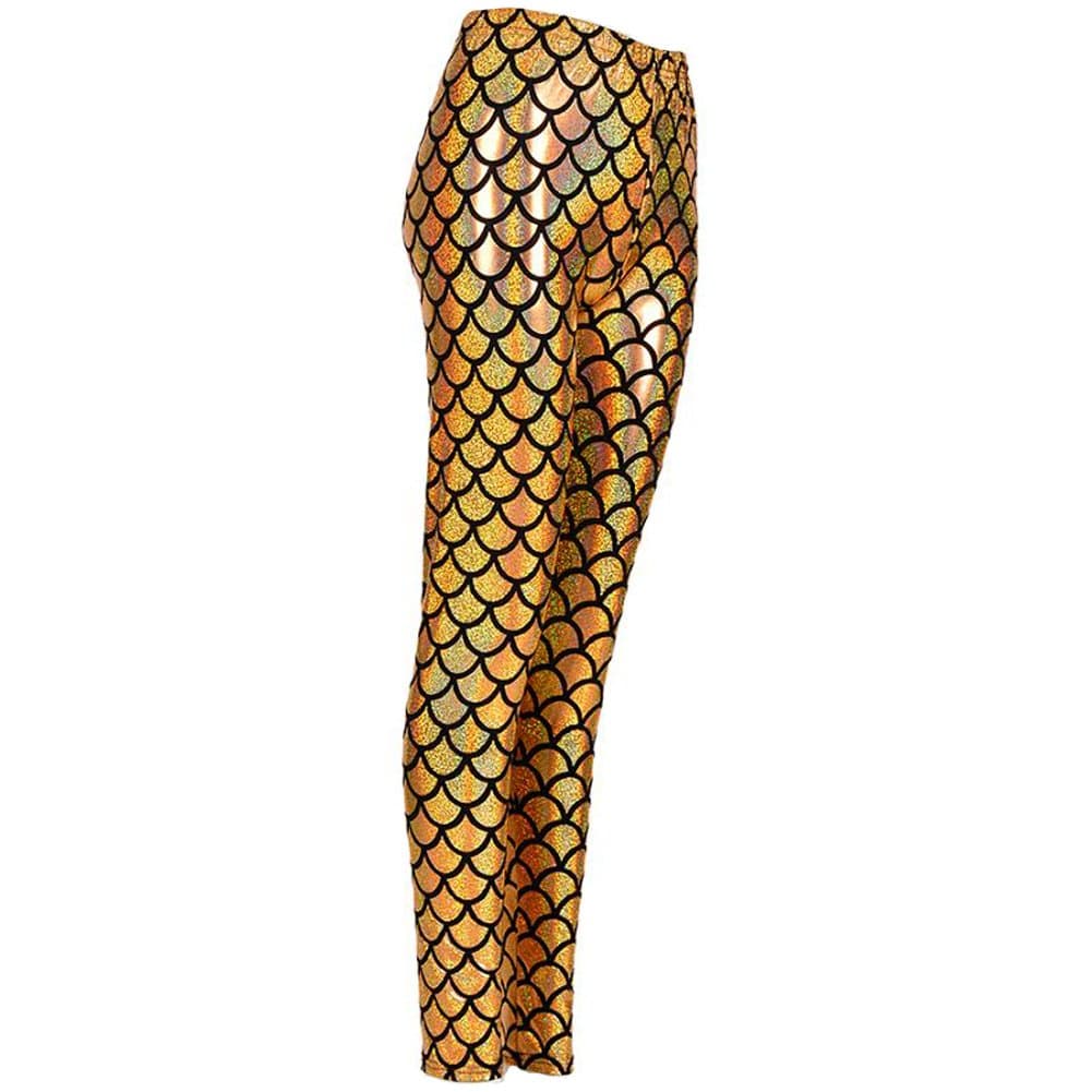 Fish Scale Mermaid Leggings Slim Fit Sports Yoga Gym Festival Gold