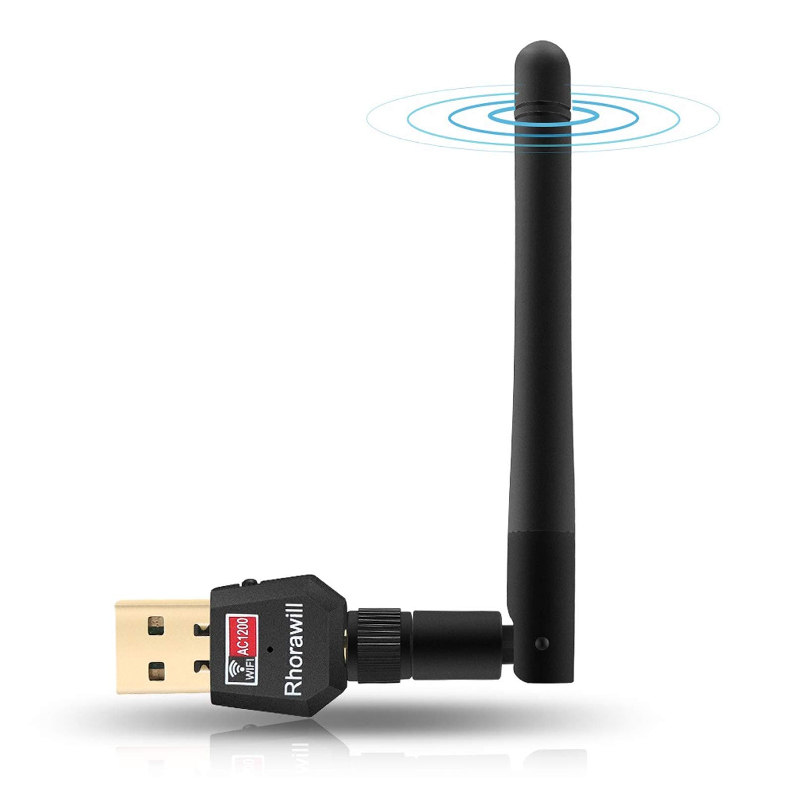 Rhorawill 1200Mbps WiFi Adapter ac USB Wireless Adapter Dual Band (2.4G/300Mbps+5.8G/867Mbps) for Laptops/Smartphones/Desktops/PC Support Win10/8.1/8/7/XP Mac OS 10.4-10.12 Linux(2.6X-4.1x)