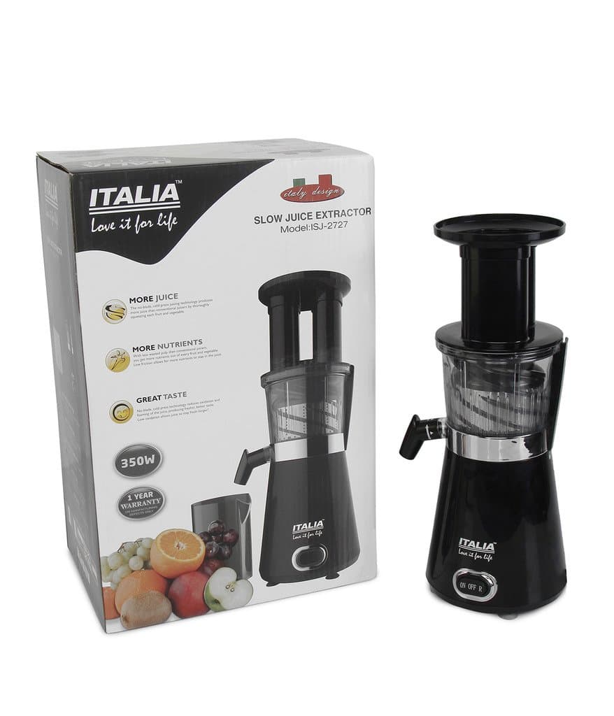 Italia ISJ-2727 350 Watts Slow Juice Extractor Cold Press Healthy (White and Black)