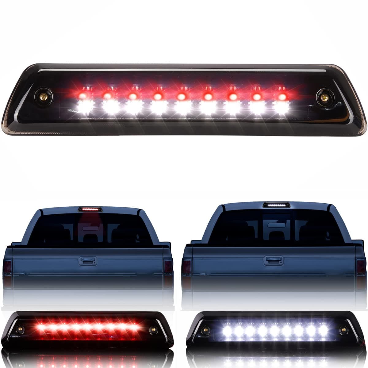 ISSYAUTO 2009-2014 Ford F150 3rd Brake Light/Reverse Lamp with Waterproof Design(Smoke Lens)