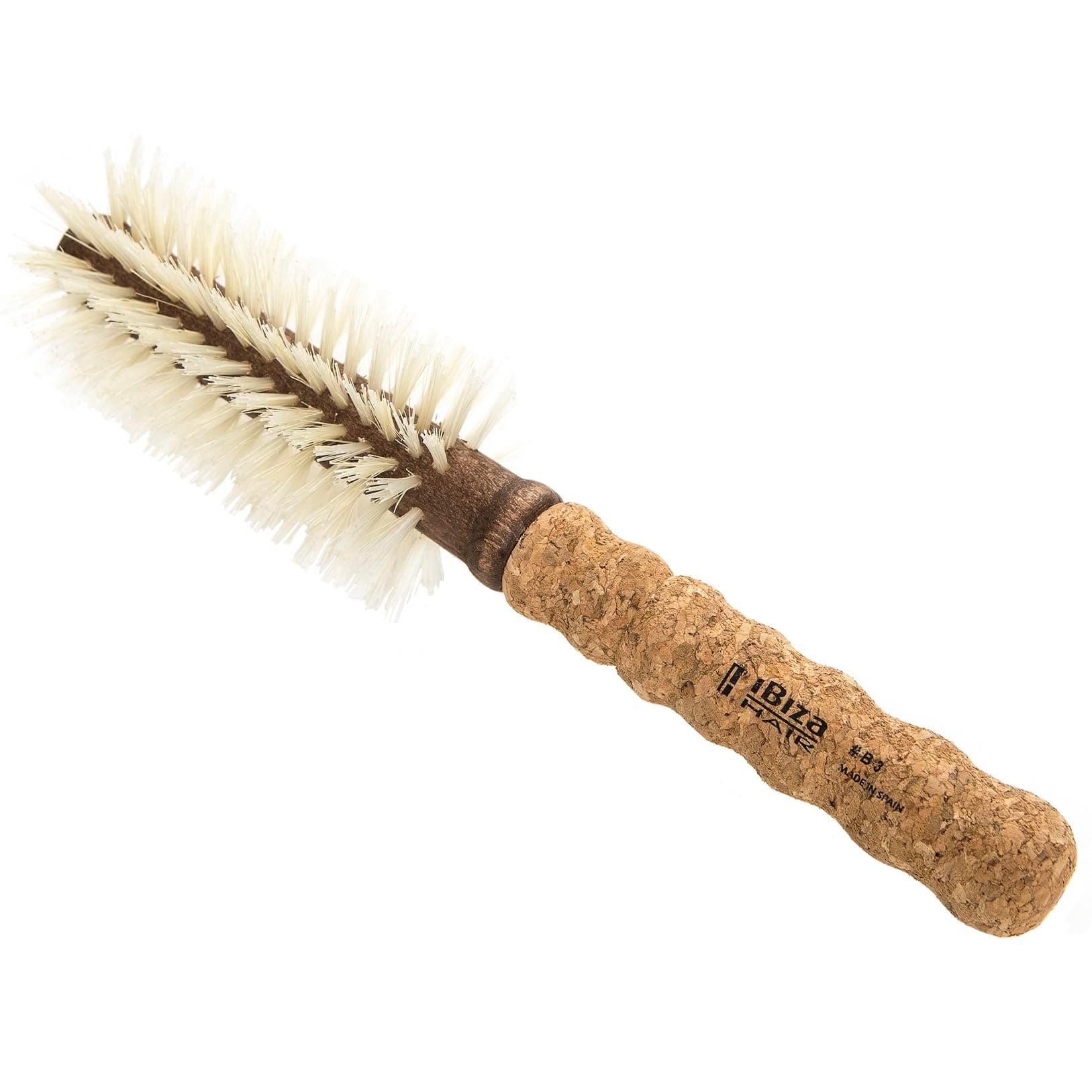 Round Boar Bristle Brush (B Series) | Blonde Bristles with Cork Handle | Ideal for Color Treated & Fine Hair | Adds Texture & Shine