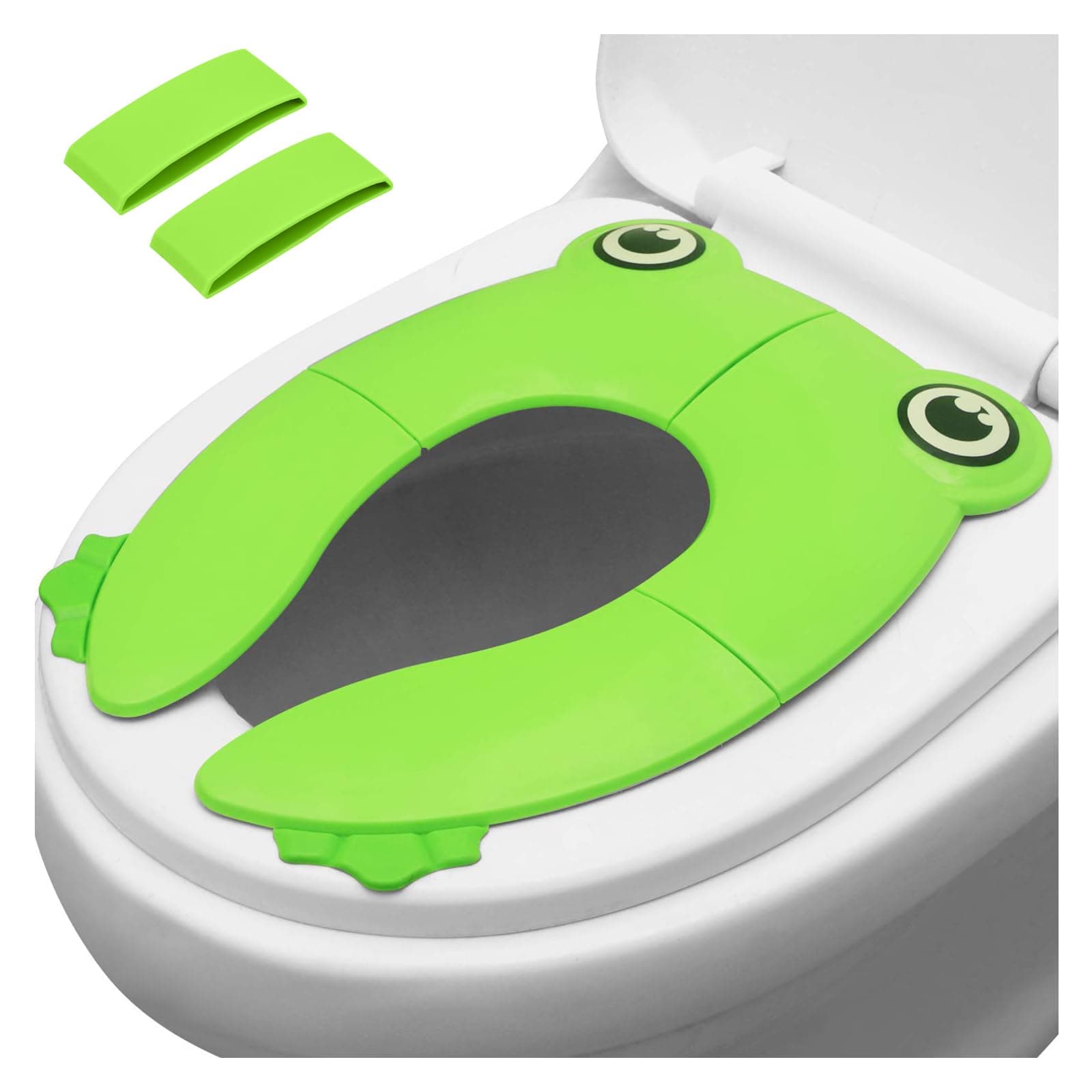 PandaEar Folding Travel Toilet Seat Cover for Children and Potty Training - Portable Silicone Seat for Toddlers, Boys & Girls With Non-Slip Pads - Recyclable