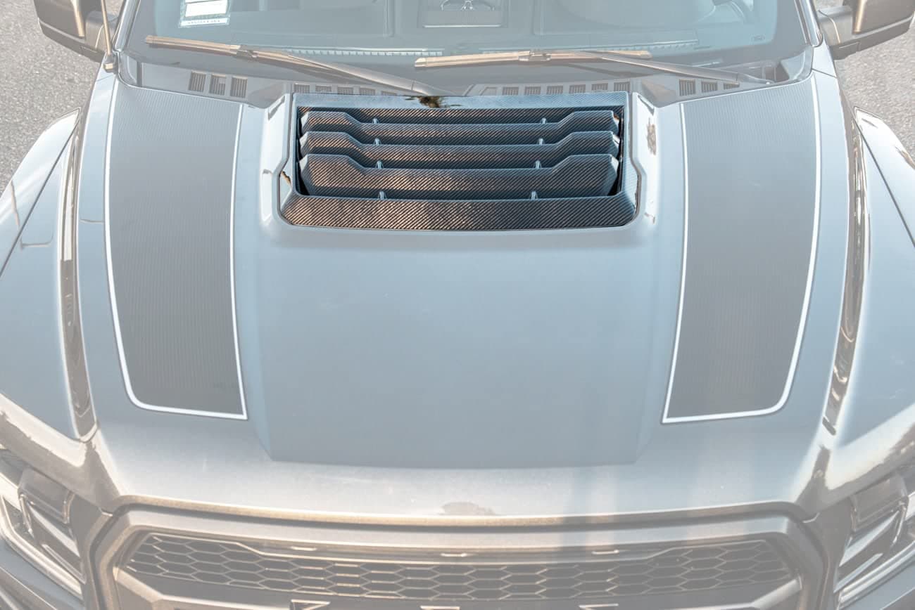 Replacement For 2017-2020 Ford F-150 Raptor Models | Factory Style CARBON FIBER Replacement Front Hood Vent Louver Cover VENT-327-BKCF
