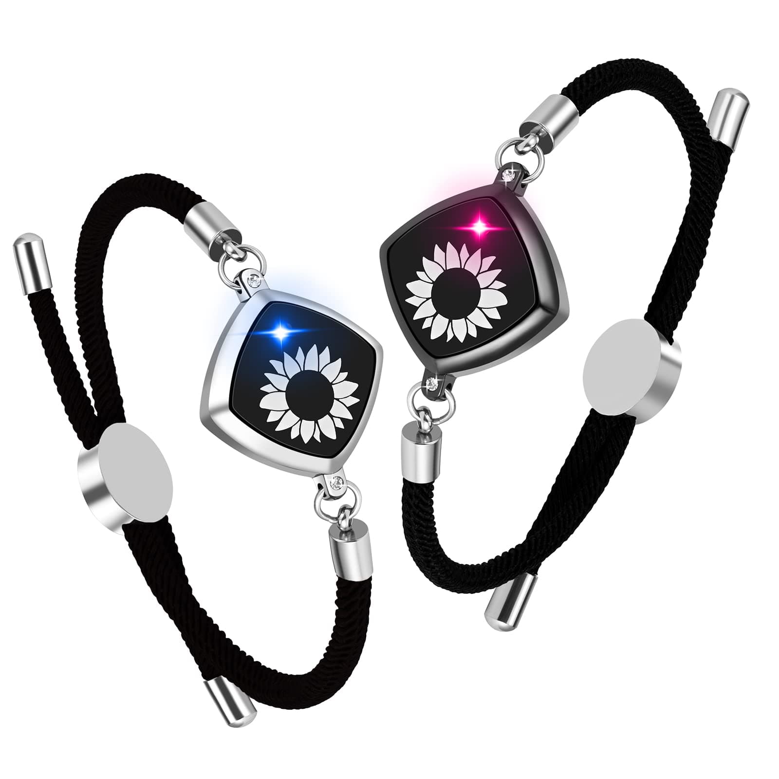 Long Distance Touch Bracelets Jewelry Set of 2, Remote Smart Connection Love Bracelet, People Around You Closer Than Ever, No Matter Where They Are/Send SOS SMS, Relationship Bracelets for Couples