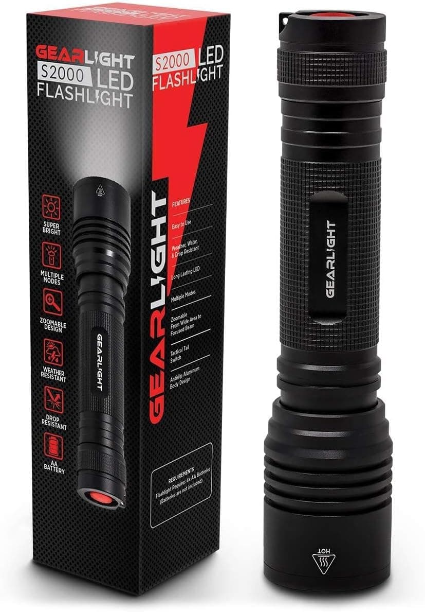 GearLight High-Powered Led Flashlight S2000 - Brightest High Lumen Light With 5 Modes, Zoomable, And Water Resistant I Powerful Camping And Emergency Flashlights, 1200 Lumen