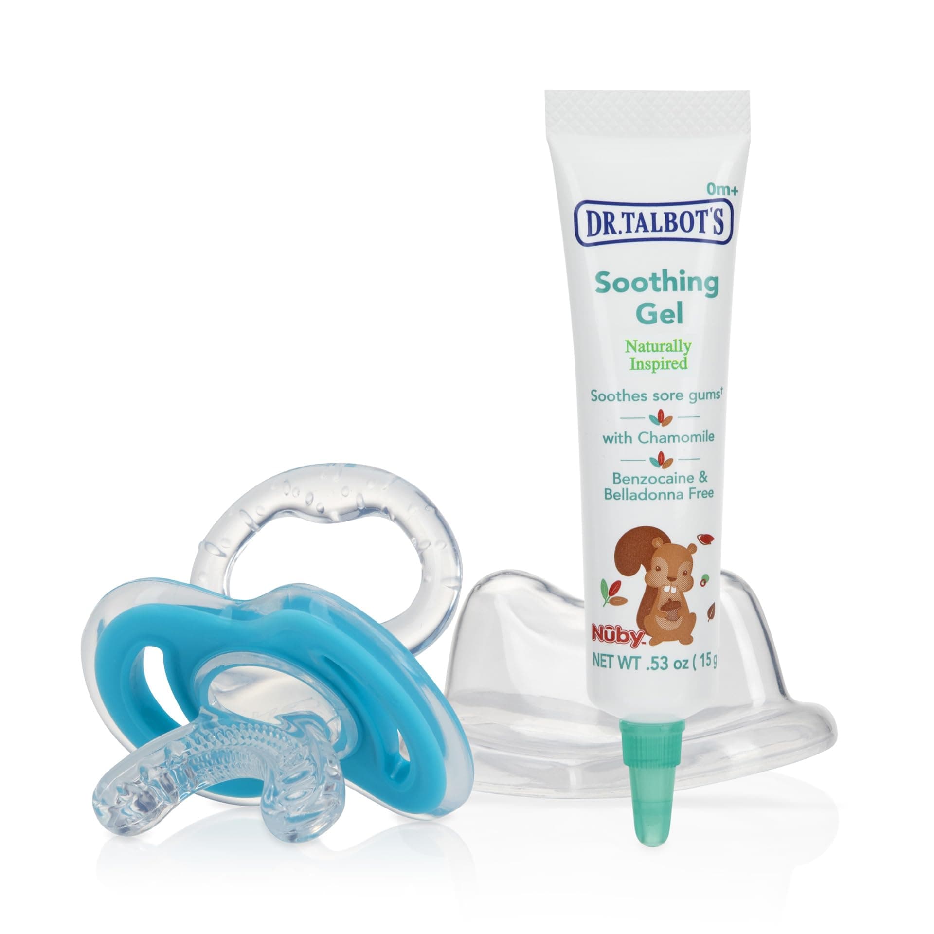 Nuby Natural Soothing Gel for Sore Gums with Bonus Gum-EEZ Teether Combo, 0.53 fl. oz, Benzocaine Free, Belladonna Free