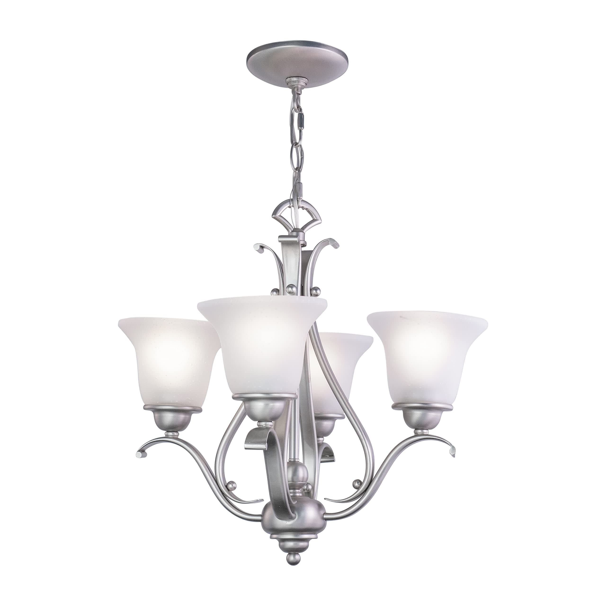 VAXCEL Monrovia 4 Light Brushed Nickel Mini Chandelier White Glass