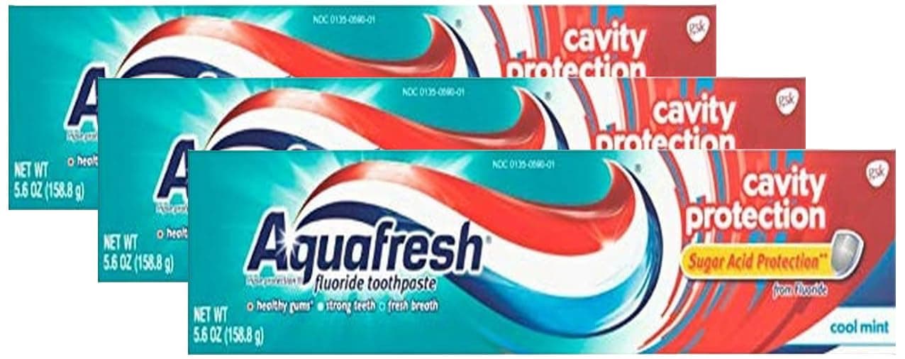 Cavity Protection Fluoride Toothpaste for Healthy Gums, Strong Teeth, and Fresh Breath, Cool Mint, 5.6 oz (Pack of 3)