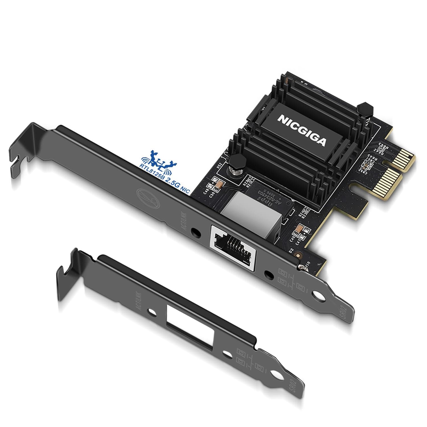 2.5G Base-T PCIe Network Adapter, Realtek RTL8125B 2.5Gbps/1Gbps/100Mbps PCI Express Gigabit Network Card Convert to Ethernet RJ45 LAN Port for Gaming/Office, Support Windows/Linux