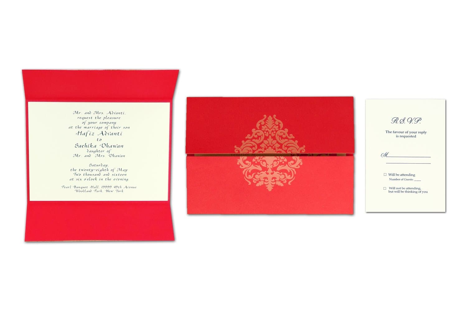Intricutz Laser Cut and Engraved Gem of India Folder Invitation Kit with Envelopes, 25-Pack (GEMINDSCAR80C80ENV)