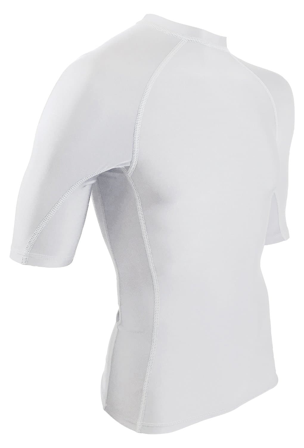 Rash Guard Compression Shirt for Men - USA Made Base Layer & Swim Shirt (White, Medium)