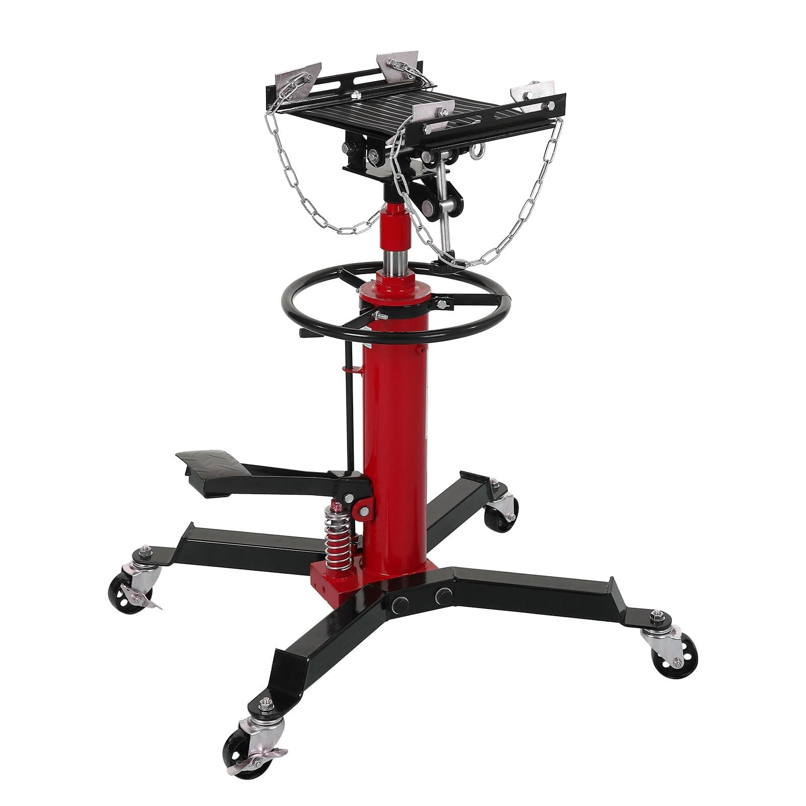 Transmission Jack Lift, 1322 LBS Load Capacity Hydraulic Telescopic Transmission Jack, 33.8" - 72.8" Adjustable Height Transmission Jack Stand with Foot Pedal, 360°Swivel Wheel, Red