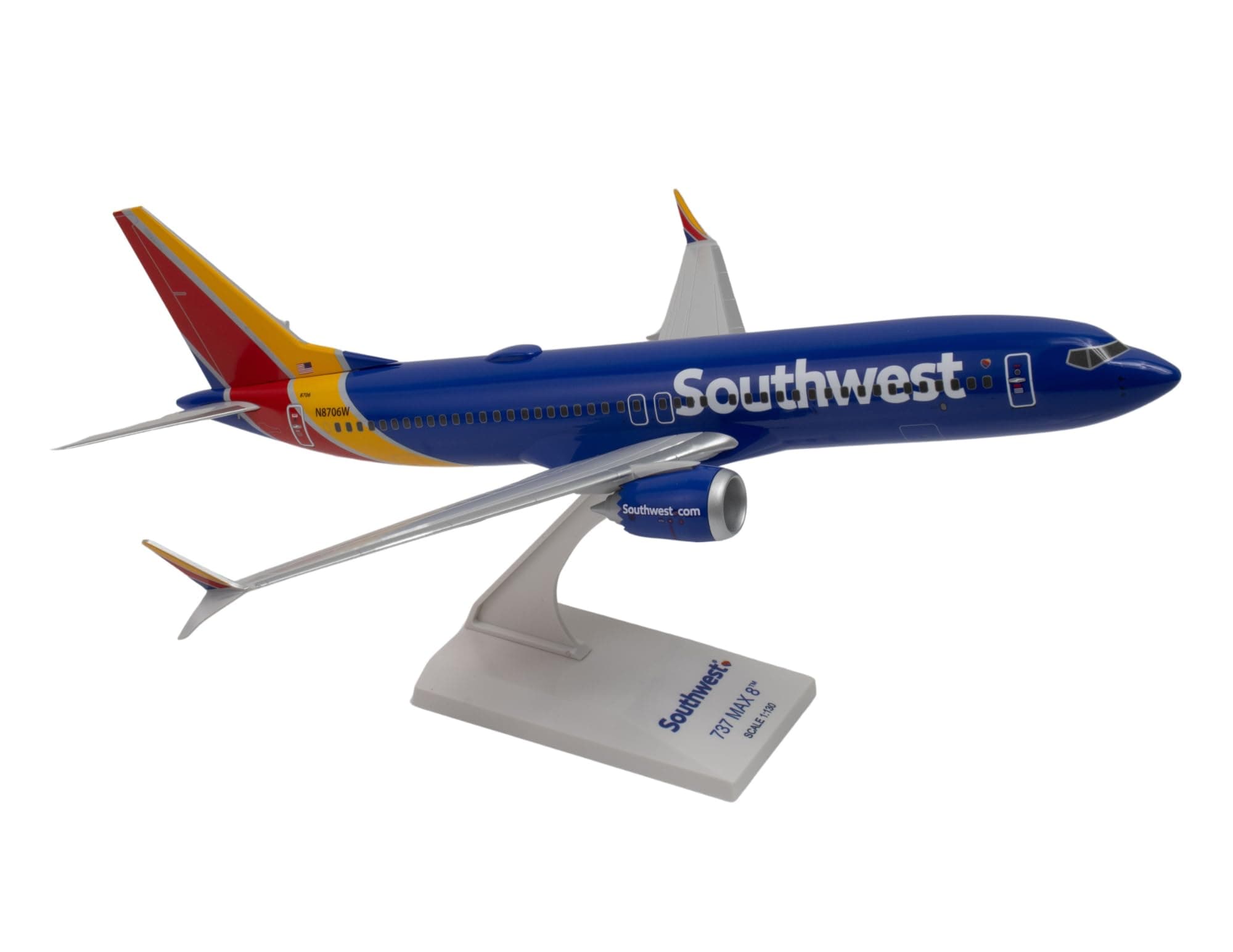 Worldwide Trading Skymarks Southwest 737-Max8 1/130 W/WiFi Dome Model Airplane,unisex-children