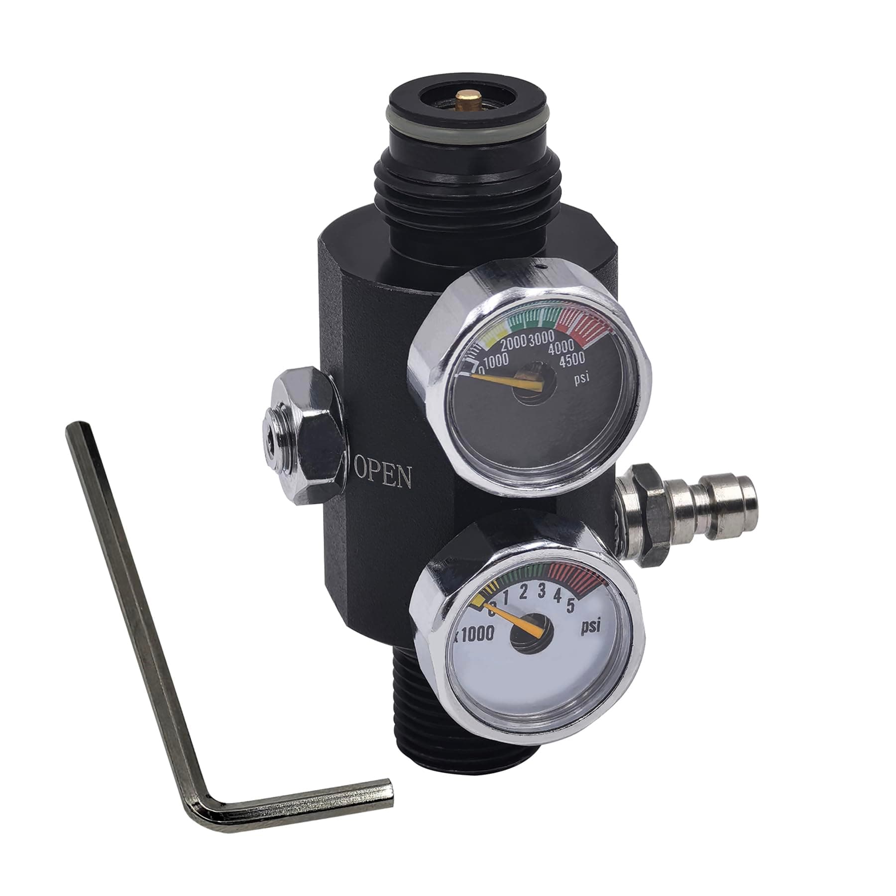 Adjustable Compressed Air Regulator Dual Gauge Pneumatic Air Valve Input 4500psi, Output 0-3000psi, M18*1.5, 5/8"-18UNF for Paintball Airsoft PCP (5/8"-18UNF)